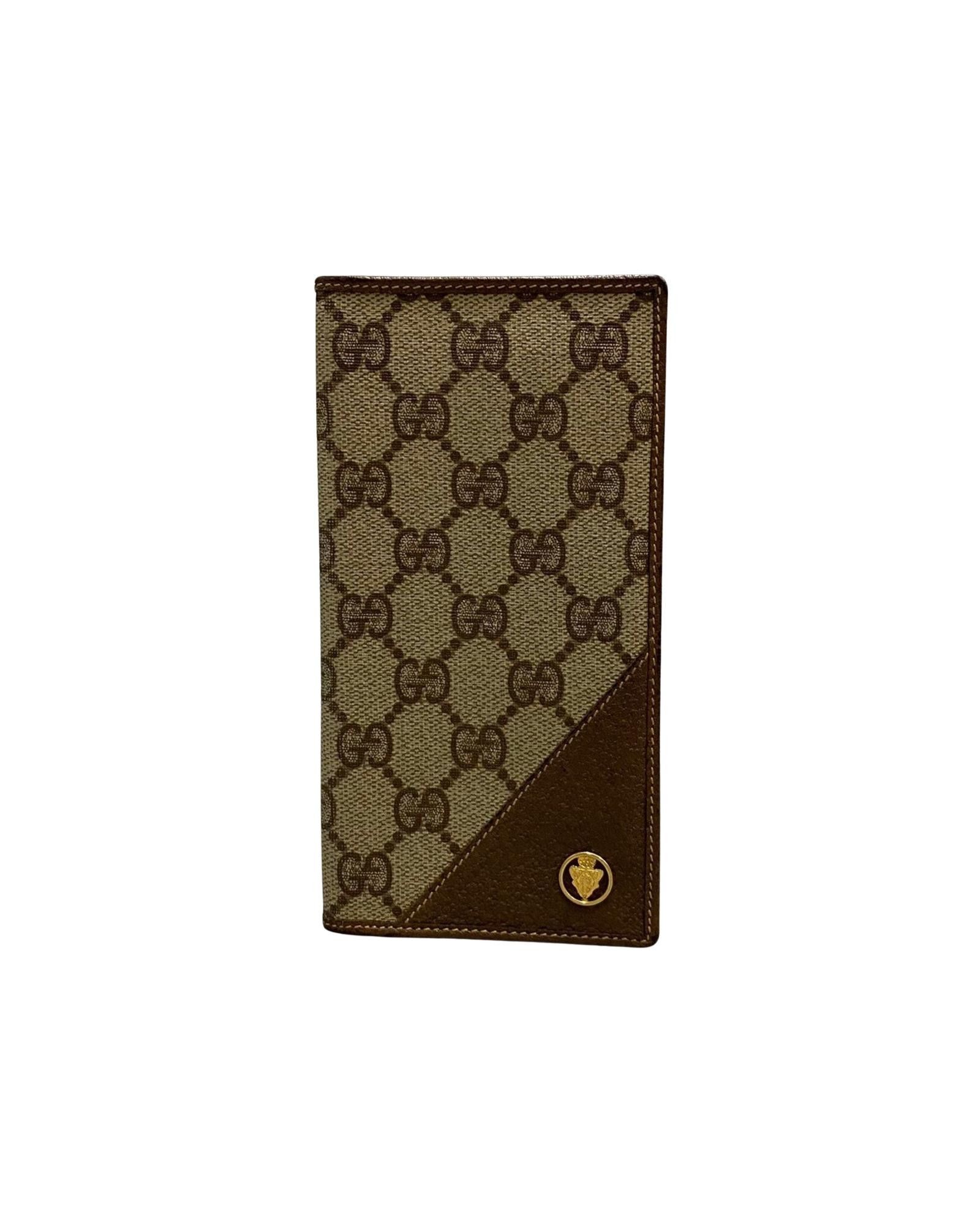image of Gucci Brown Leather Bi-Fold Long Wallet, Women's