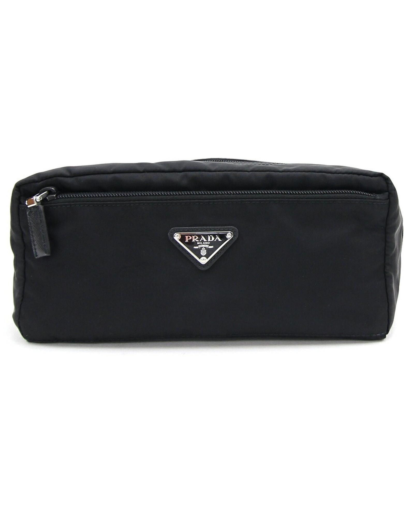 image of Prada Black Nylon Clutch Bag - Synthetic Material Good Condition, Women's