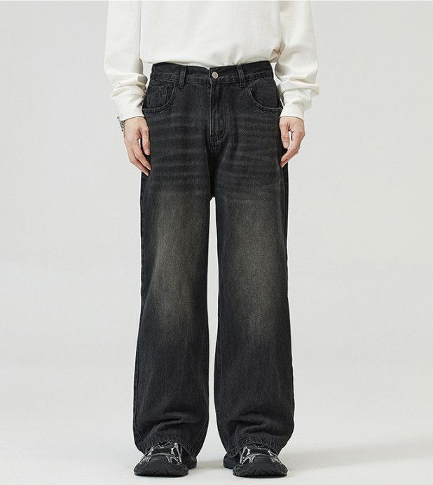 Vintage Men's street loose straight vintage washed distressed jeans Size US 32 / EU 48 - 1 Thumbnail