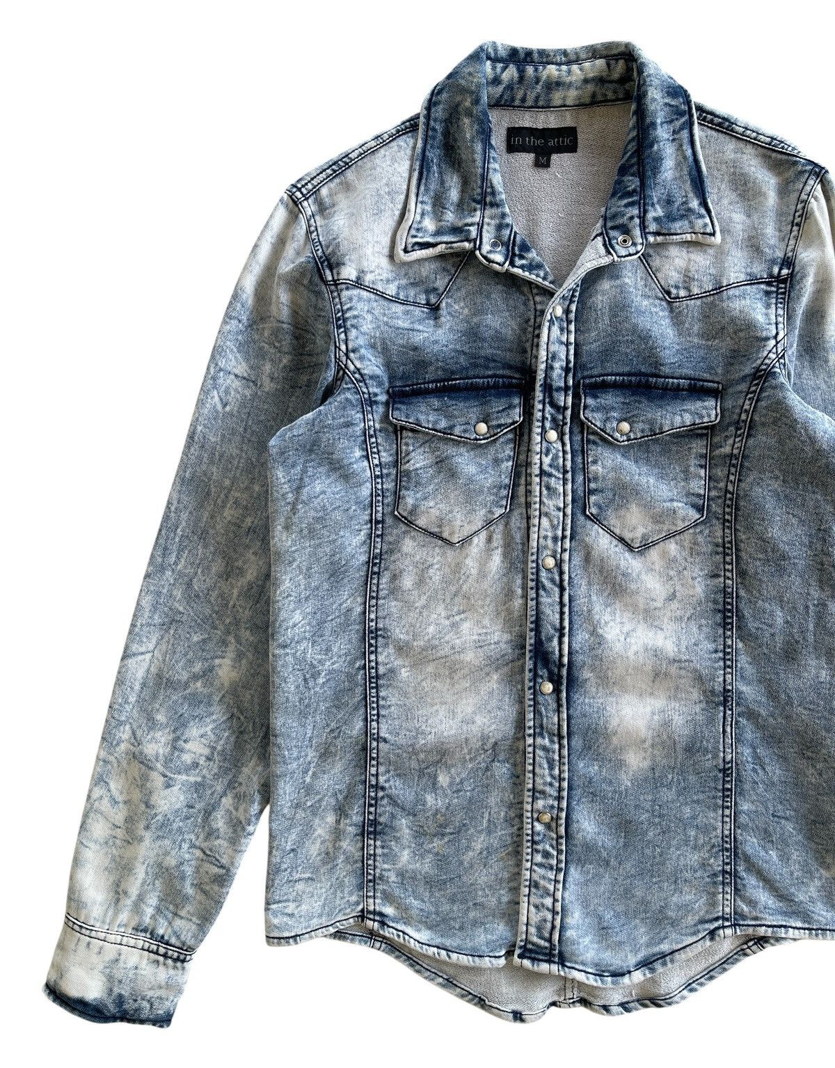 In The Attic Acid Washed Denim Western Shirt Size US S / EU 44-46 / 1 - 3 Thumbnail