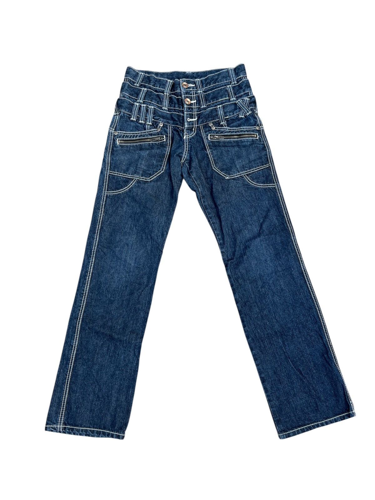 Japanese Brand 🔥VERY RARE🔥BACK RUSH Punk Triple Waist Denim Size US 28 / EU 44 - 1 Thumbnail