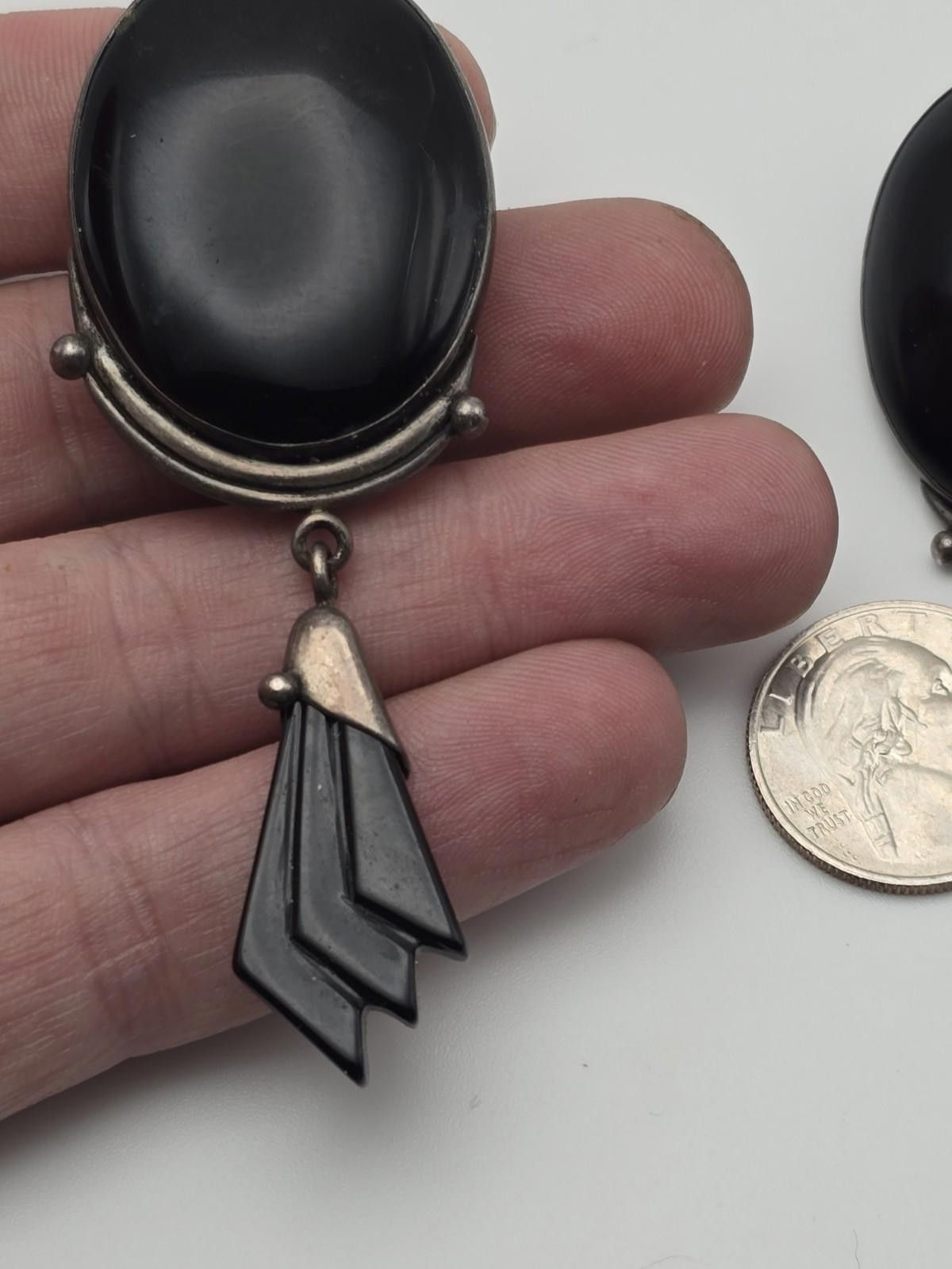 Studio D'Artisan Bold Artisan Sterling Silver Earrings Dated Stone Dangles Size ONE SIZE - 2 Thumbnail