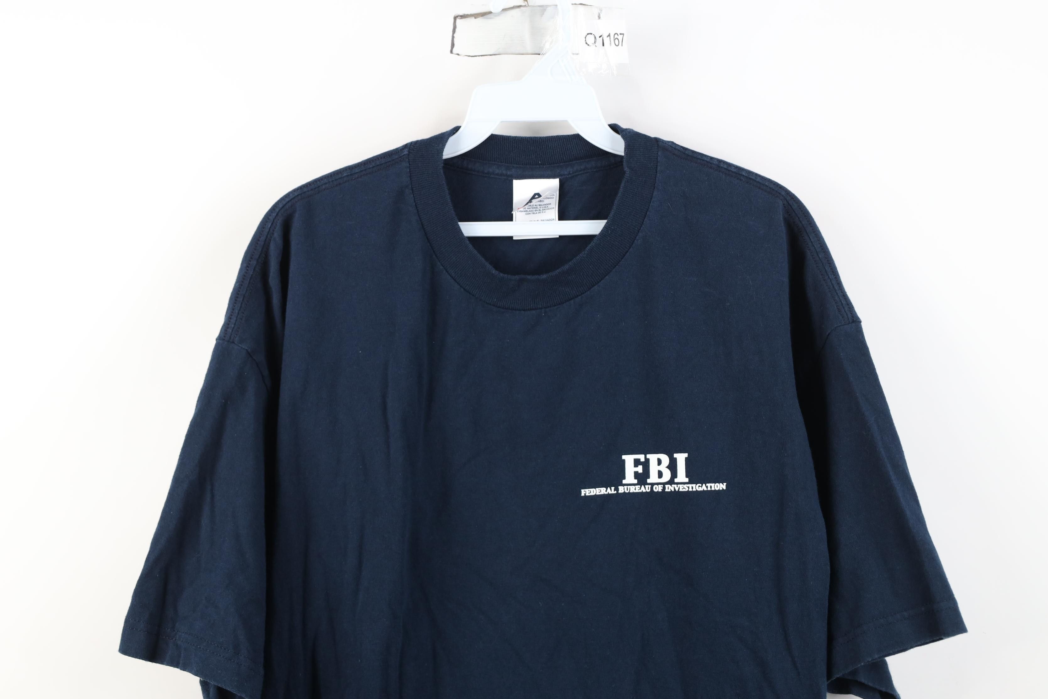 Vintage Vintage 90s Y2K Federal Bureau of Investigation T-Shirt Blue Size US XL / EU 56 / 4 - 2 Thumbnail