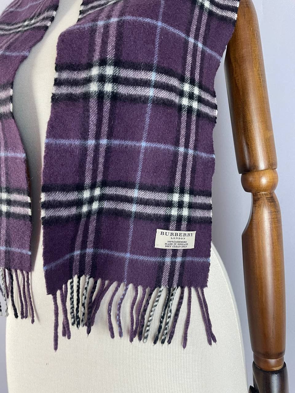 Burberry Burberry Nova Check Purple Scarf Cashmere Size ONE SIZE - 4 Thumbnail