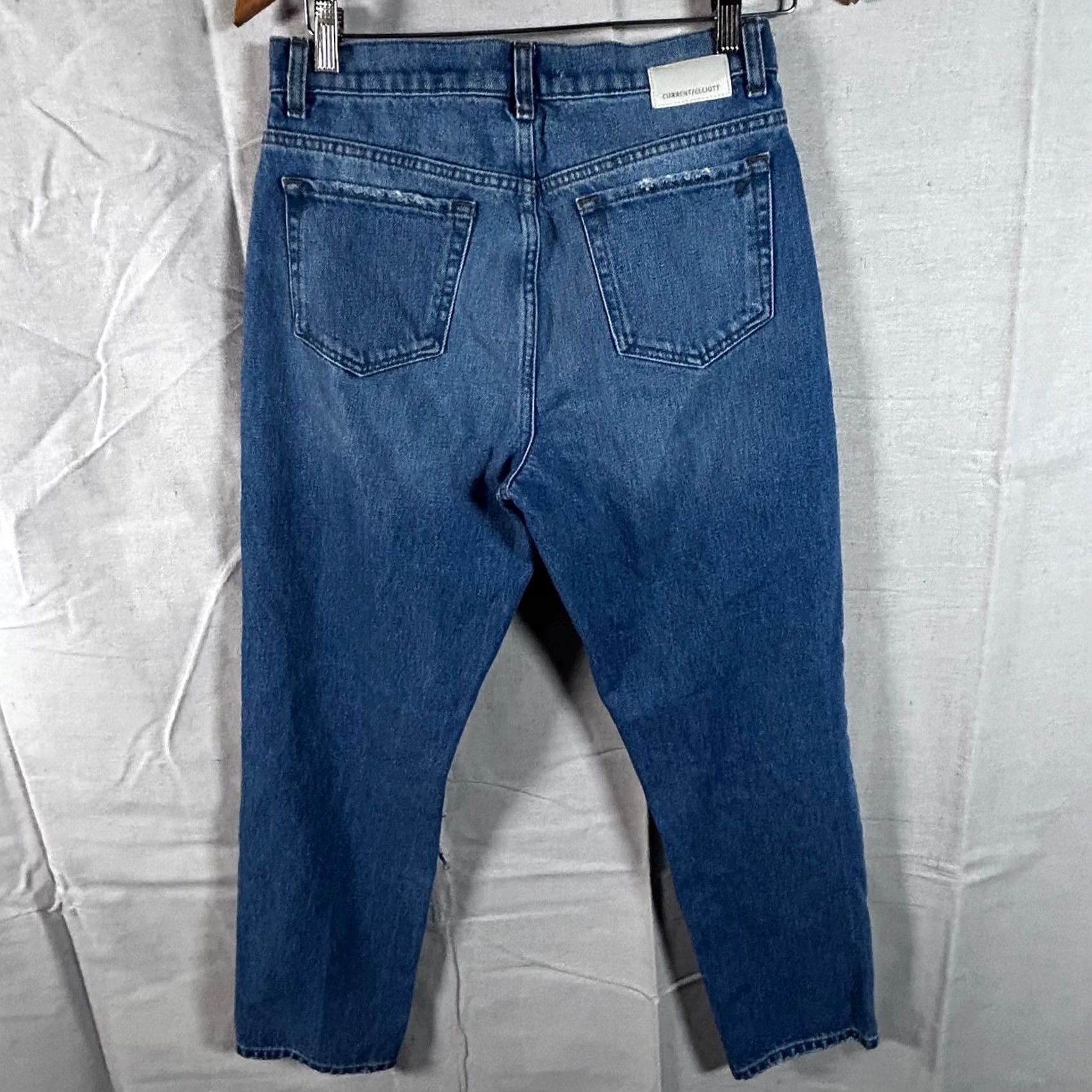 Vintage Current Elliott Jeans Blue High Rise Distressed Straight Leg Size 27 Size 27" / US 4 / IT 40 - 4 Thumbnail
