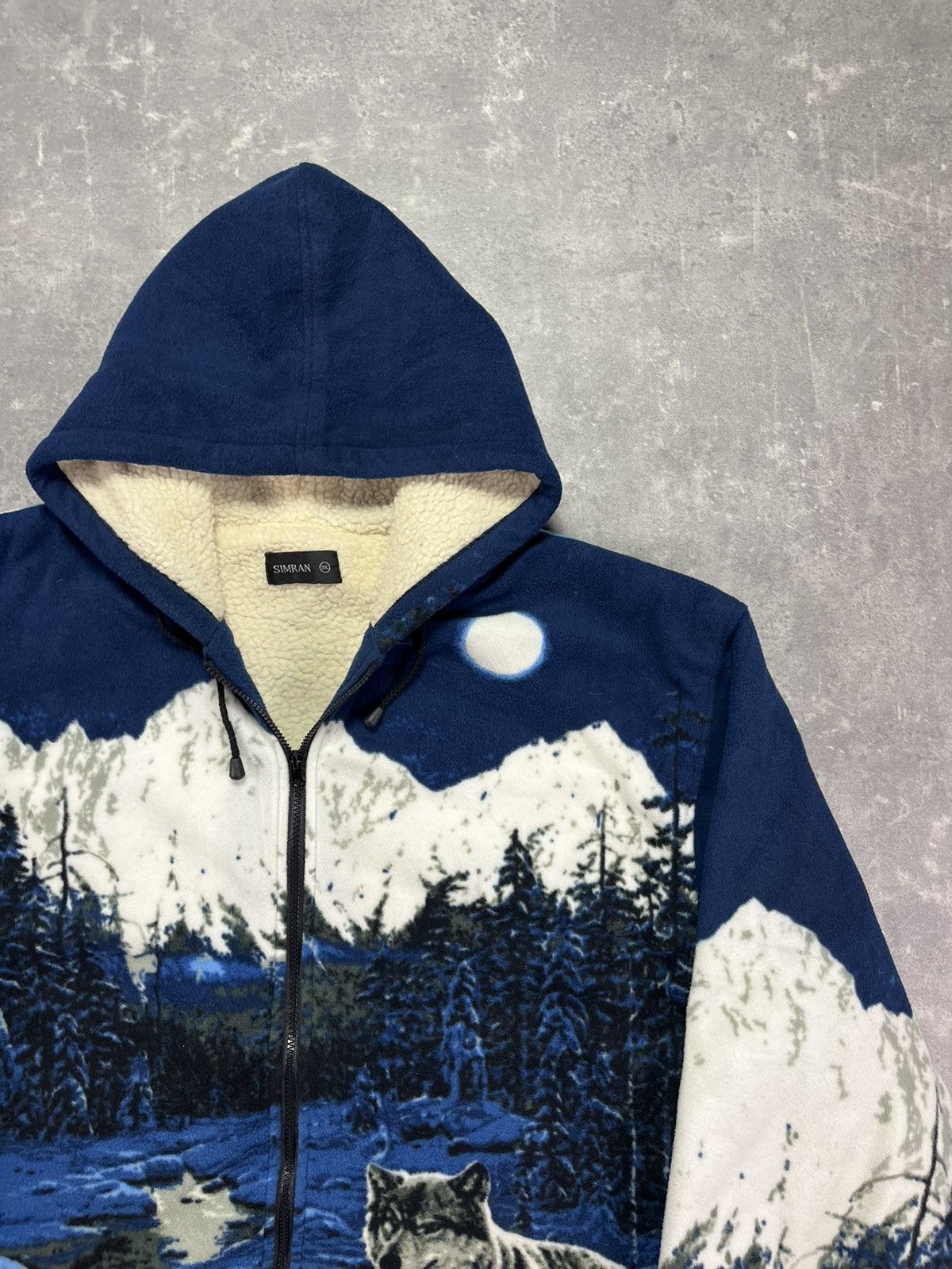 Vintage Vintage Hooded Animal Printed Wolf Pack Fleece Jacket 3XL Size US XXL / EU 58 / 5 - 4 Thumbnail
