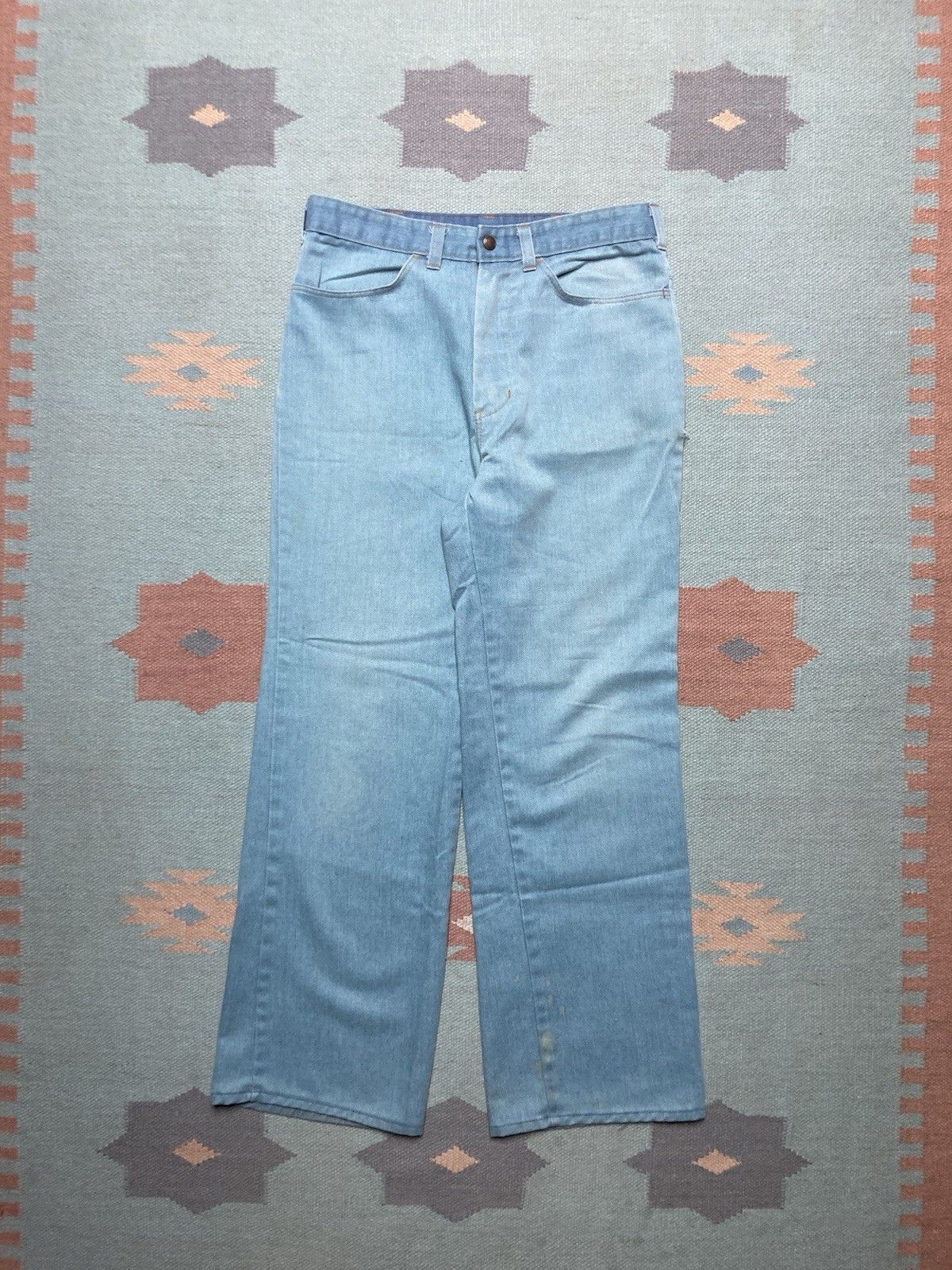 Vintage 1970s flare leg denim jeans bootcut hippie blue talon 30x28 Size US 30 / EU 46 - 1 Thumbnail