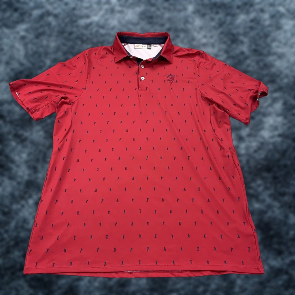KJUS KJUS Polo Shirt Mens XL 54 Red Golf Performance Button Collared Short Sleeve Geometric Logo Casual Activewear Butterfield Country Club Size US XL / EU 56 / 4 - 1 Thumbnail