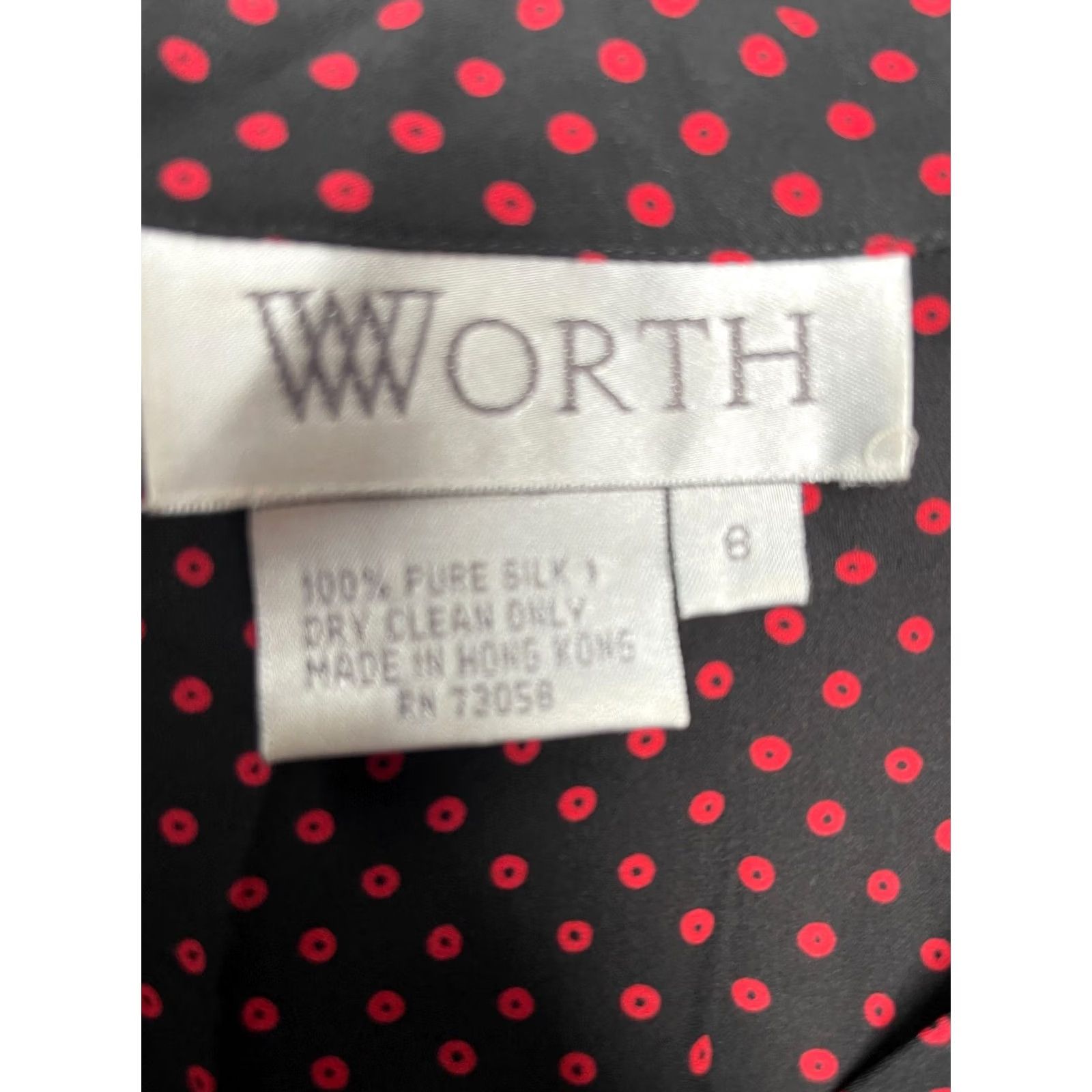Vintage Worth Blouse Shirt Adults 8 Black Red Polka Dot Silk Wrap Long Sleeve Womens Size M / US 6-8 / IT 42-44 - 3 Thumbnail