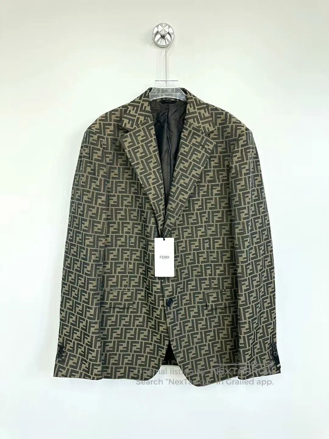 Fendi fendi brown classic logo single-breasted blazer. Size US L / EU 52-54 / 3 - 1 Thumbnail