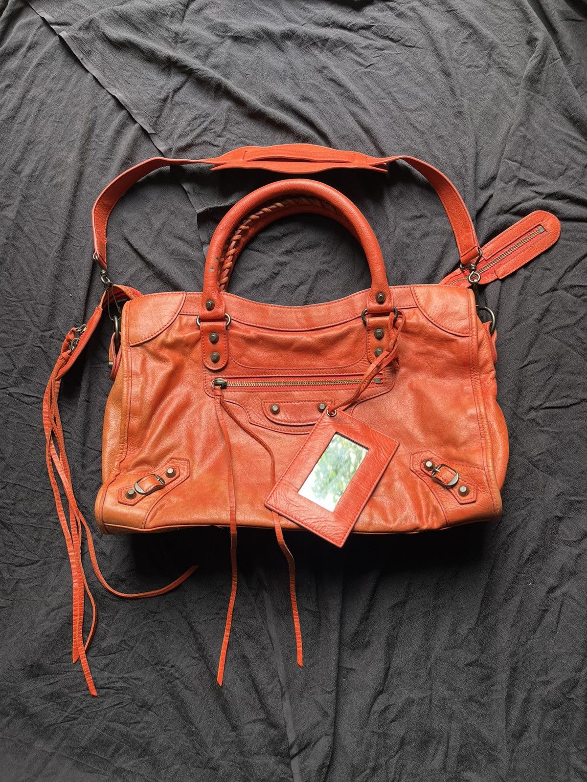 Orange city leather bag