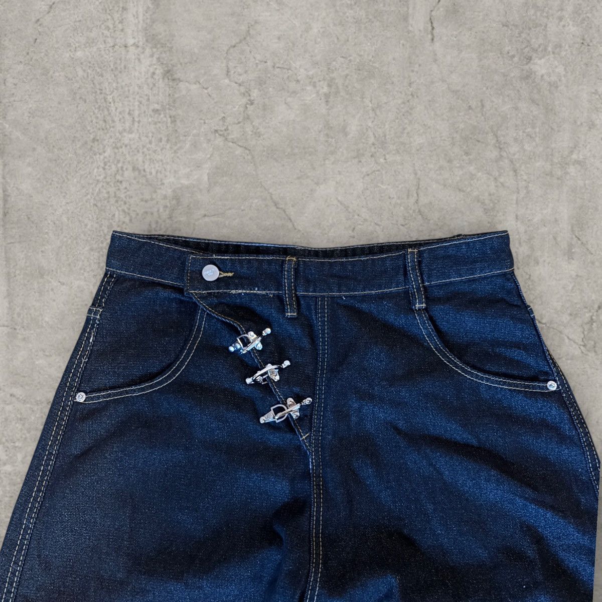 Japanese Brand Cool wide skater Japanese style jeans in navy black. Size M Size US 34 / EU 50 - 2 Thumbnail