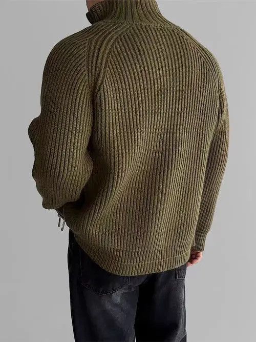 Japanese Brand Vintage Green Double Zipper Knit Stand-Up XL Jacket Coat Size US XL / EU 56 / 4 - 3 Thumbnail