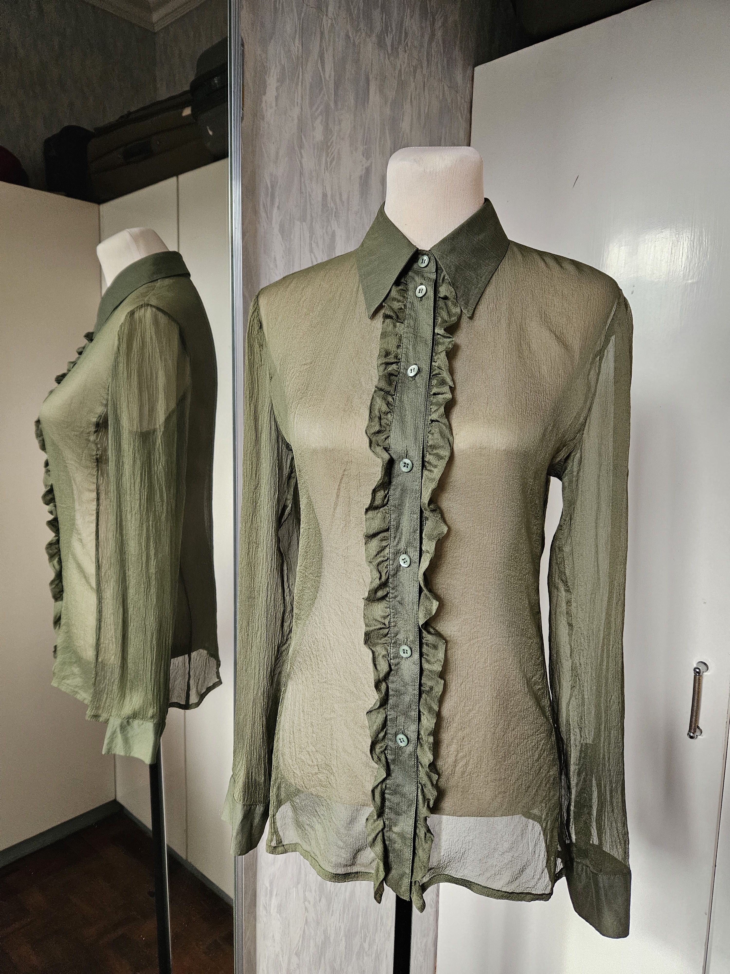 Prada Prada Fall 1996 Ruffled Silk Chiffon Blouse Size M / US 6-8 / IT 42-44 - 5 Thumbnail