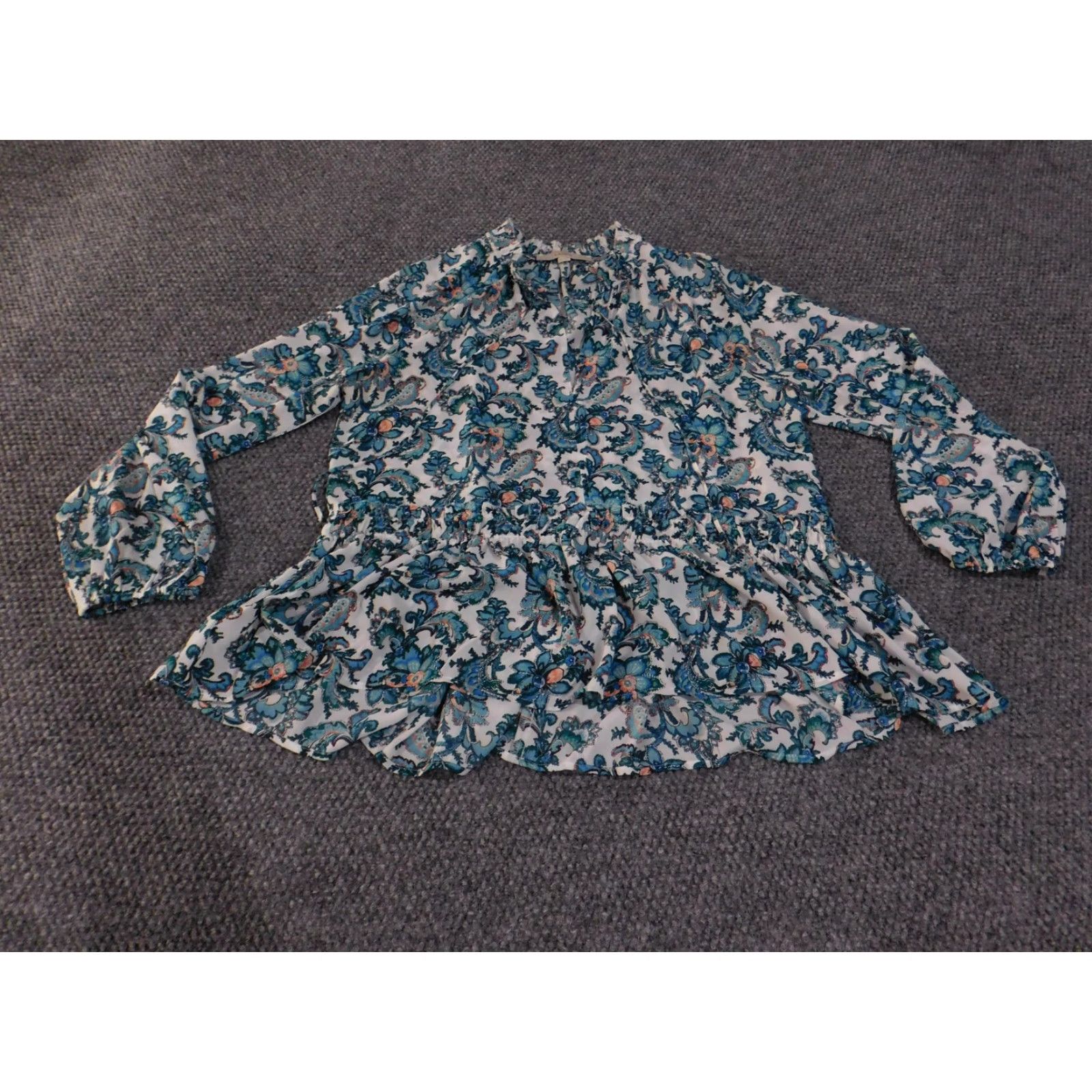 Loft LOFT Blouse Womens Medium Floral Long Sleeve Peplum Boho Top Lightweight Size M / US 6-8 / IT 42-44 - 2 Thumbnail