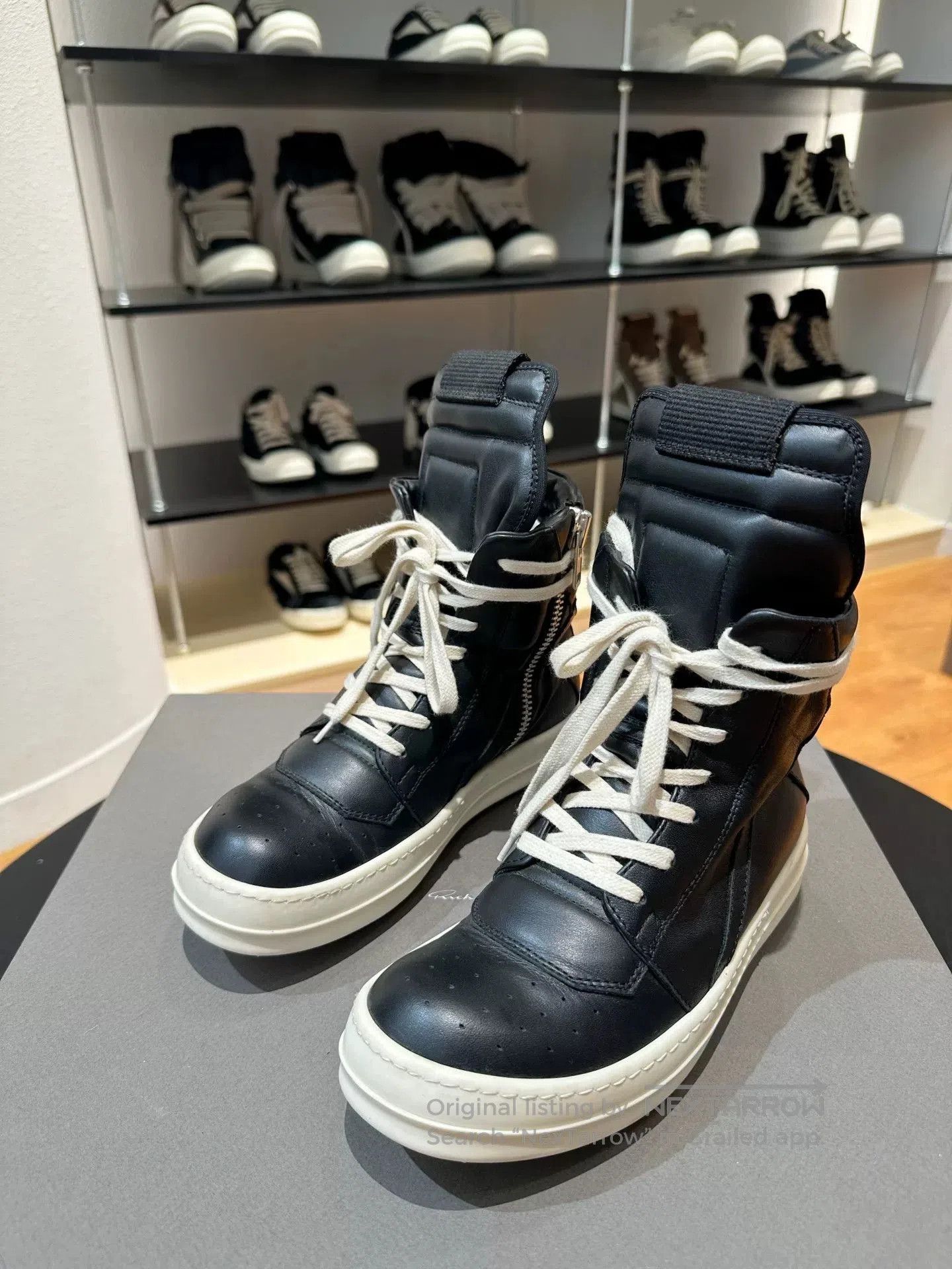 Rick Owens Rick Owens Classic Black Leather High-Top. Size US 4.5 / IT 34.5 - 3 Thumbnail