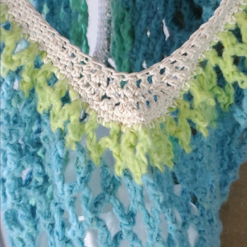 Handmade Handmade Green Farmers Market Bag Crochet French Net Sack Size ONE SIZE - 6 Thumbnail