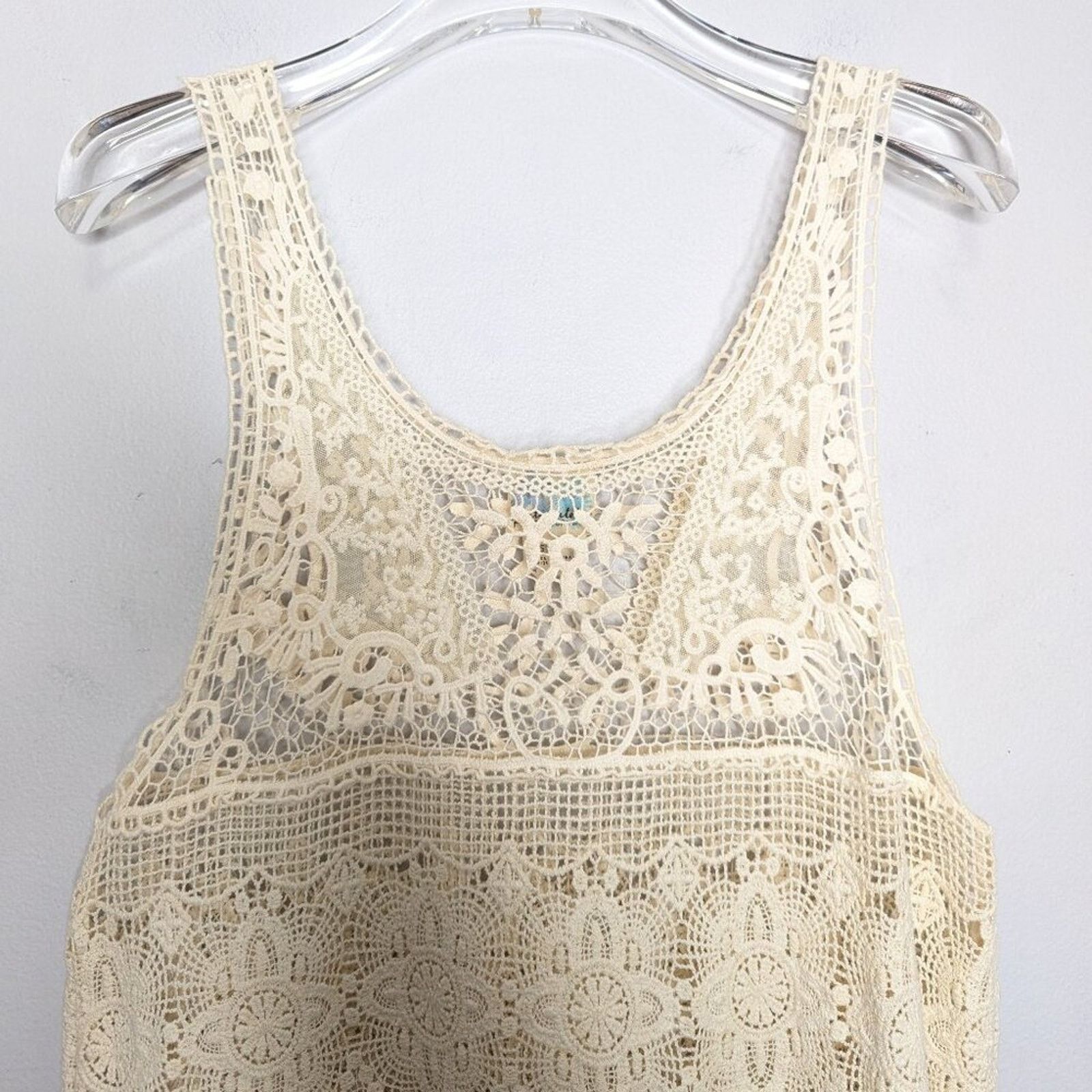 Free People Free People Intimately Cream Crochet Lace Scoop Neck Tank Size S / US 4 / IT 40 - 4 Thumbnail