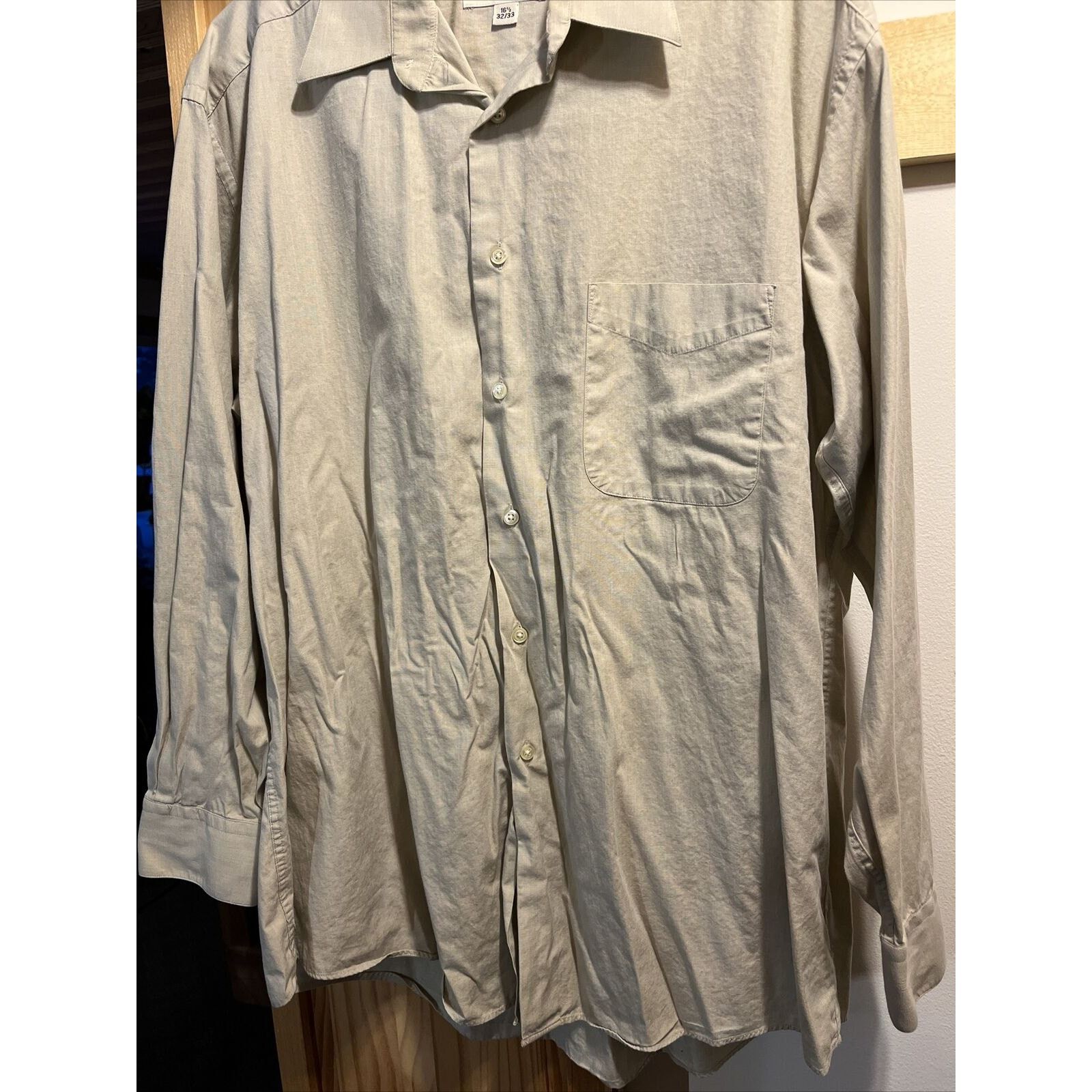 Pronto Uomo Pronto-Uomo Men’s 16.5 32/33 Beige LS Cotton Shirt EUC Size US XL / EU 56 / 4 - 9 Thumbnail