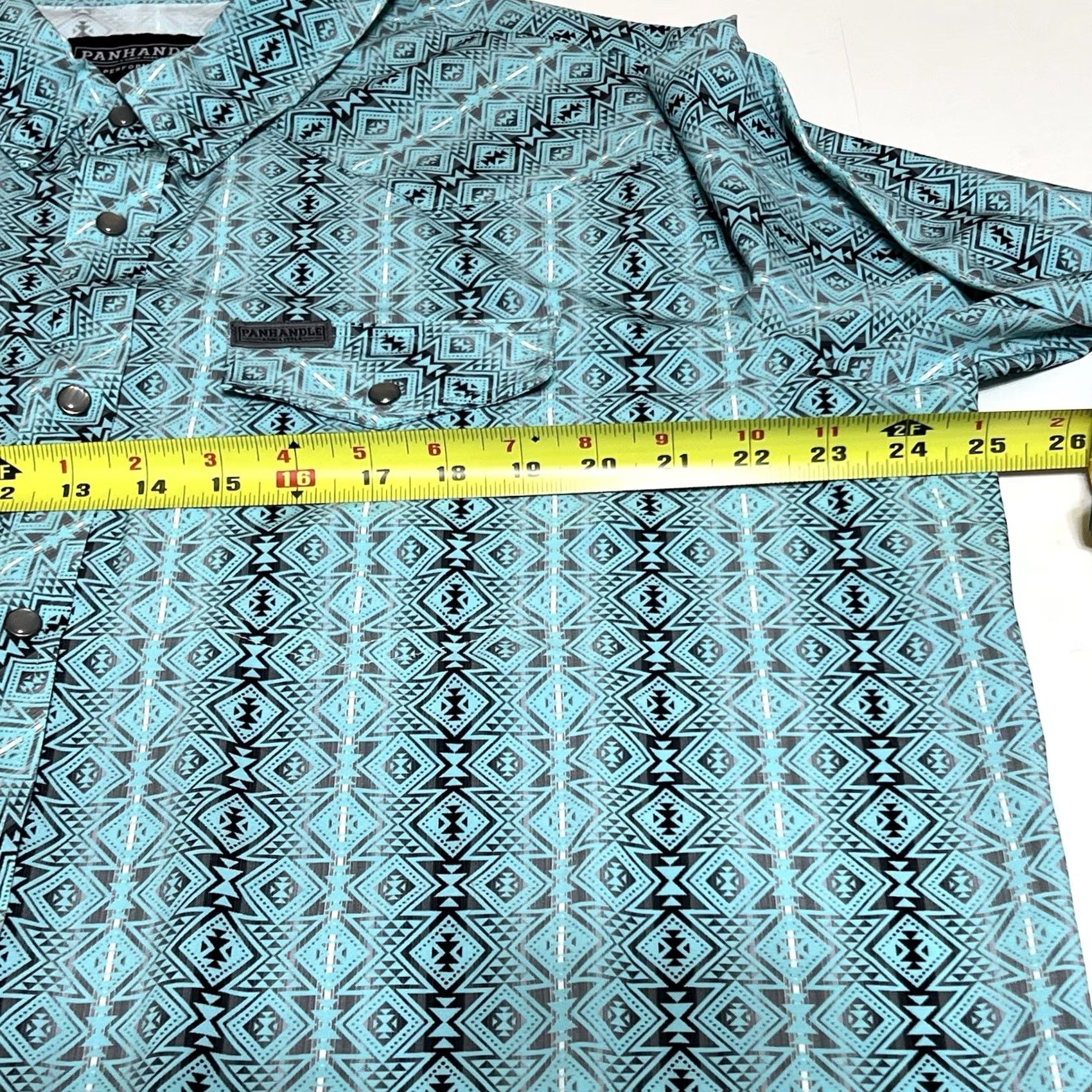 Vintage VINTAGE Panhandle Performance Mens XL Western Shirt Pearl Snap Aztec Turquoise Stretch Size US XL / EU 56 / 4 - 6 Thumbnail