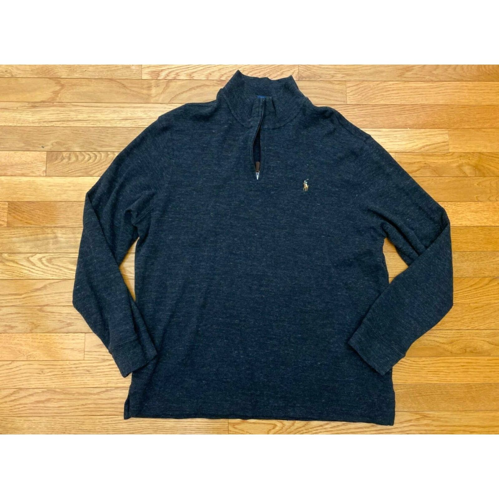 Polo Ralph Lauren Polo Ralph Lauren Estate Rib Sweater Shirt Adult L Gray 1/4 Zip Mock Neck Pony Logo Men Size US L / EU 52-54 / 3 - 2 Thumbnail