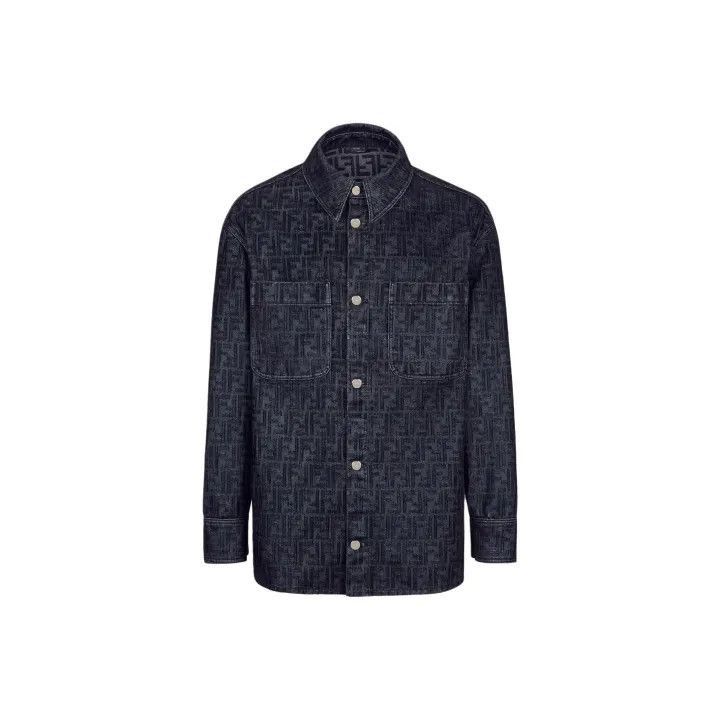 Fendi Fendi Blue Logo Denim Long Sleeve Jacket -2507 Size US L / EU 52-54 / 3 - 1 Thumbnail