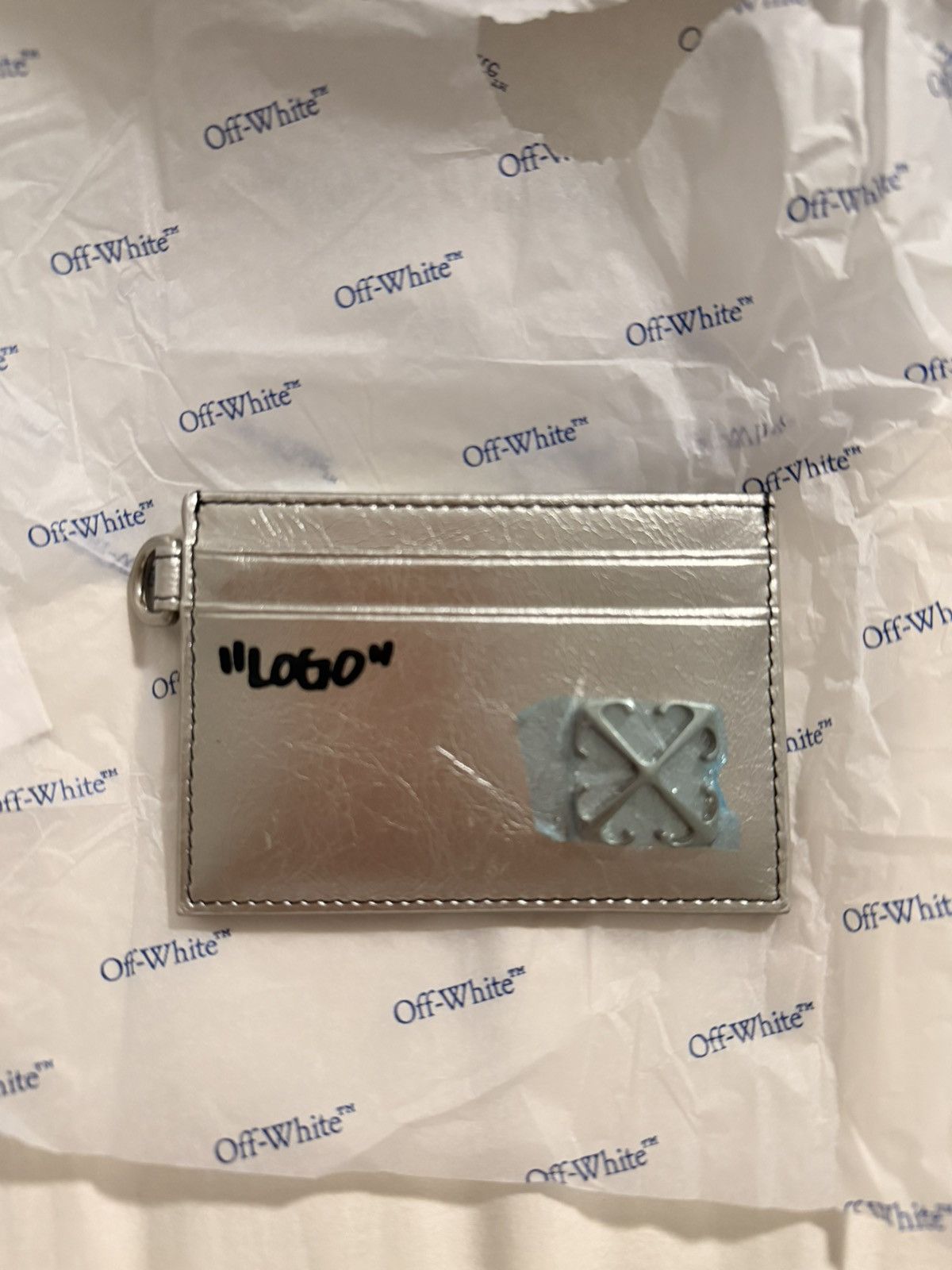 Off-White Off-White Leather Card Holder in a silver metallic finish Size ONE SIZE - 2 Thumbnail