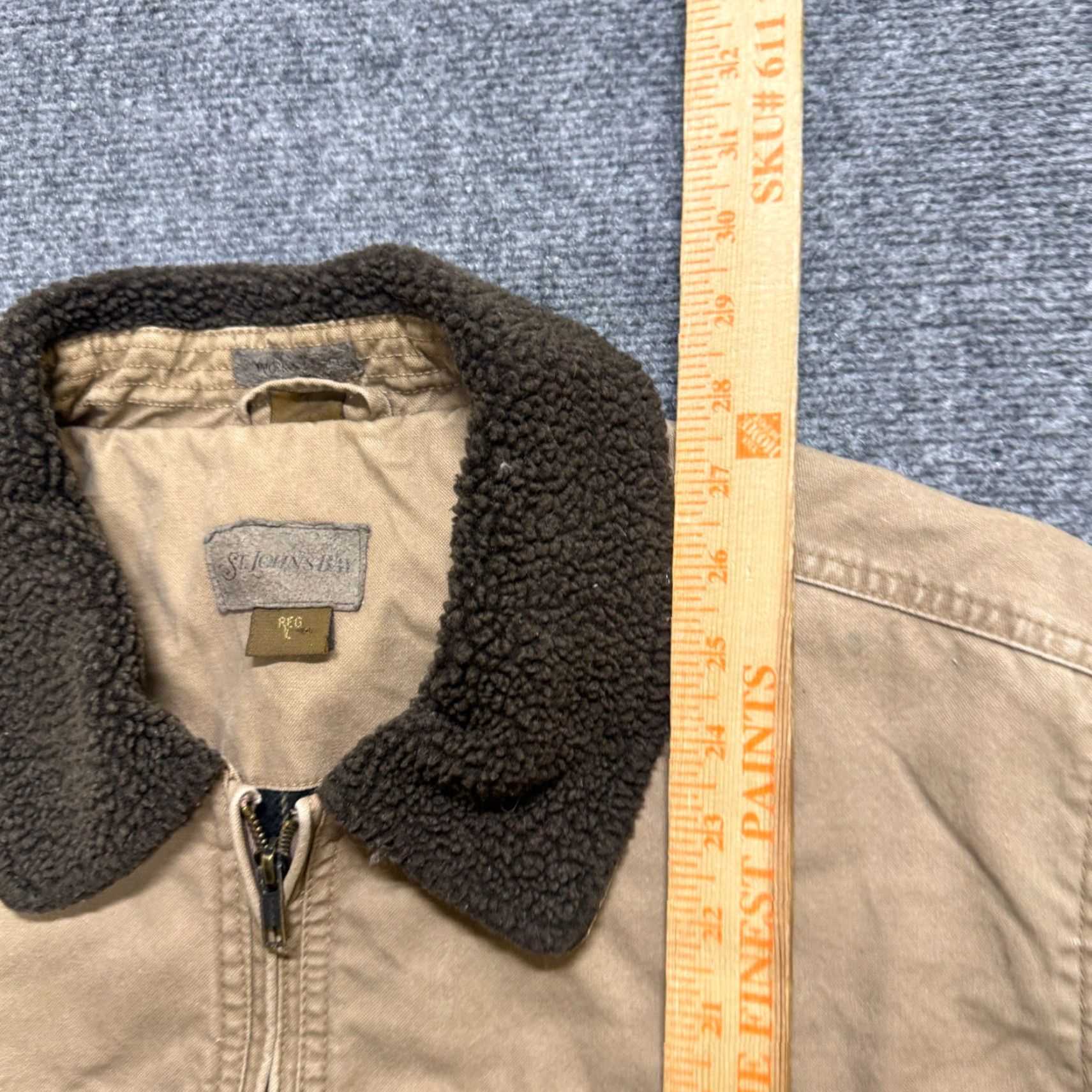Vintage VINTAGE St. John's Bay Jacket Worker L Beige Tan Fullzip Cotton Blend Overcoat Men Mens Beige Tan L Jacket Size US L / EU 52-54 / 3 - 5 Thumbnail