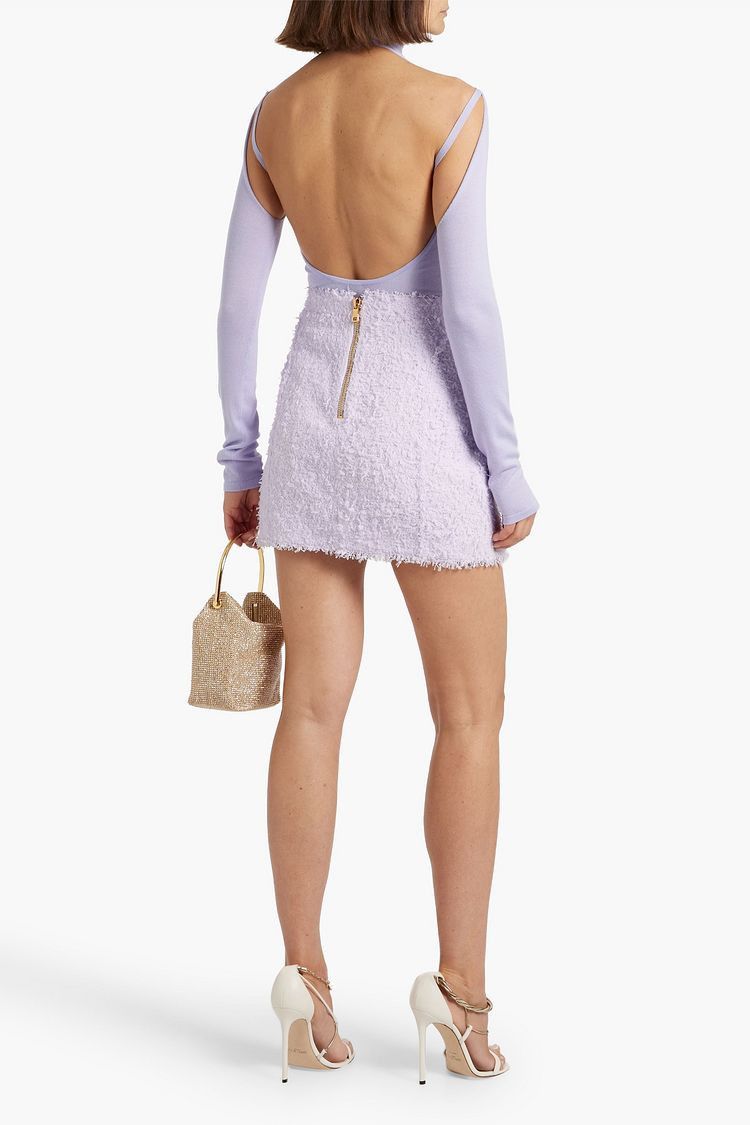 Balmain o1y0625 Mini Skirt in Lilac Size 30" / US 8 / IT 44 - 3 Thumbnail