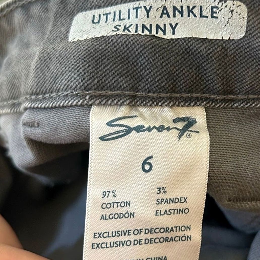 Vintage Seven7 Womens Jeans Gray Camouflage Denim Utility Skinny Ankle Stretch 6 Size 29" - 5 Thumbnail