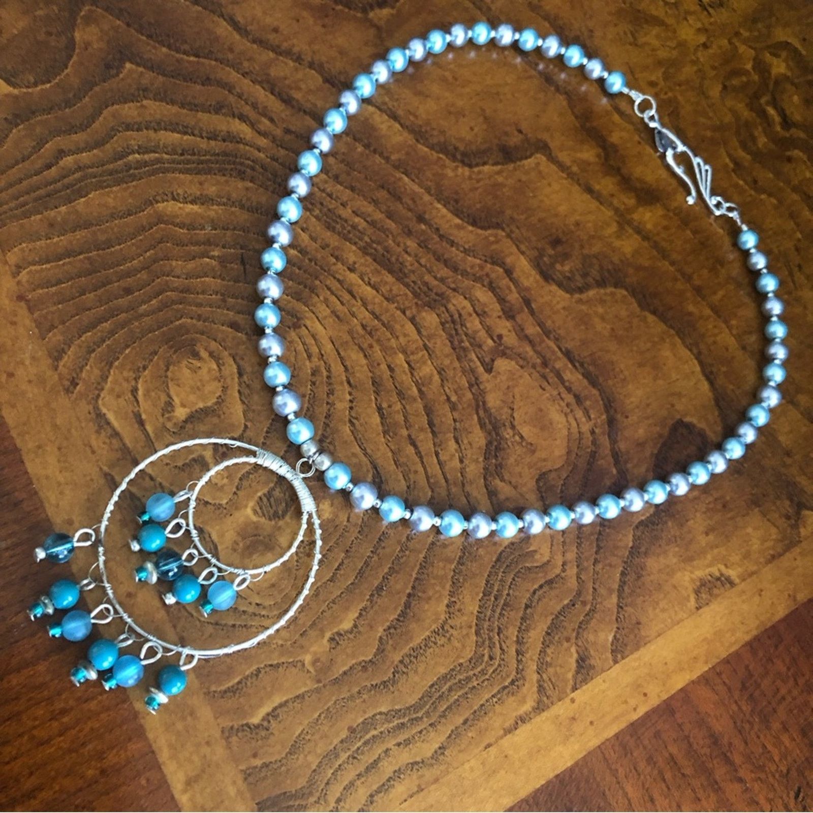 Handmade Handcrafted repurpose hand wired medallion Pearl necklace Size ONE SIZE - 9 Thumbnail
