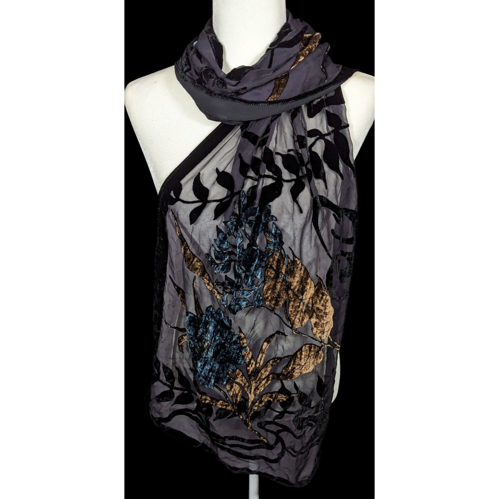 Other Vintage Italian Multi-Tone Velvet Burnout Scarf Size ONE SIZE - 3 Thumbnail