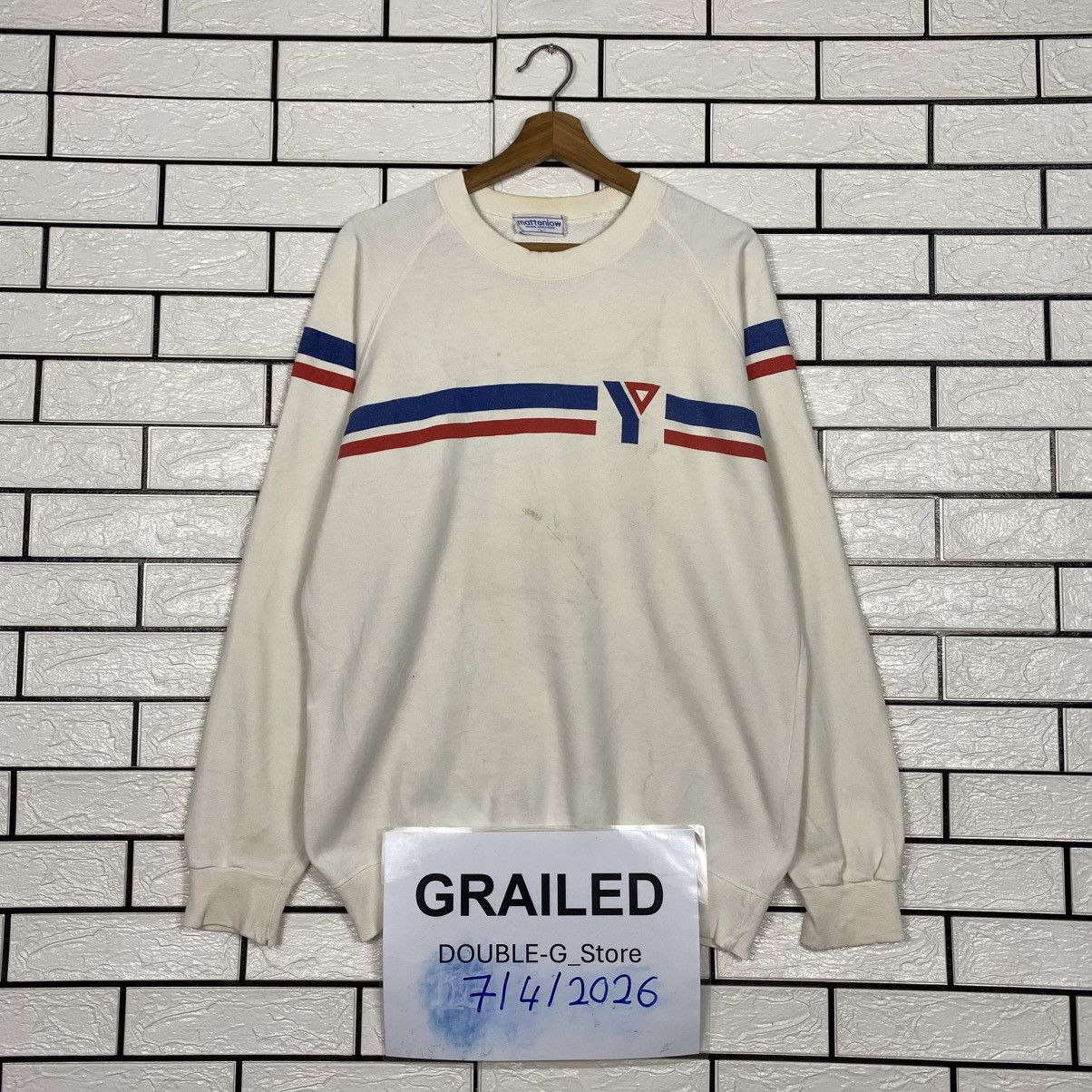 Japanese Brand 📌Vintage Sweatshirt YMCA Striped Design Issey Miyake Size US L / EU 52-54 / 3 - 1 Thumbnail