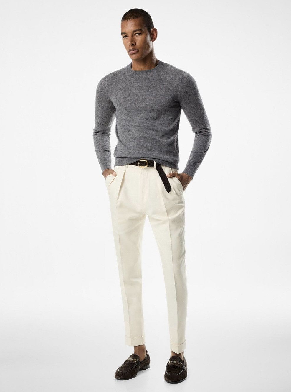 TOM FORD FINE GAUGE MERINO CREWNECK COLOUR CHARCOAL GREY 52