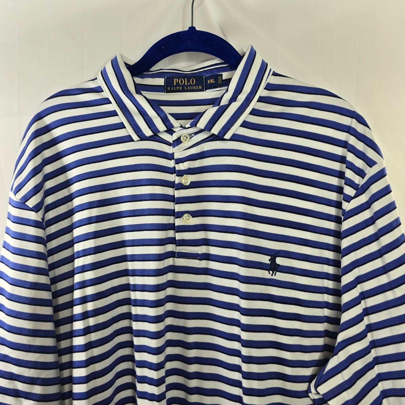 Polo Ralph Lauren Polo Ralph Lauren Blue White Stripe Classic Fit Polo XXL Size US XXL / EU 58 / 5 - 2 Thumbnail