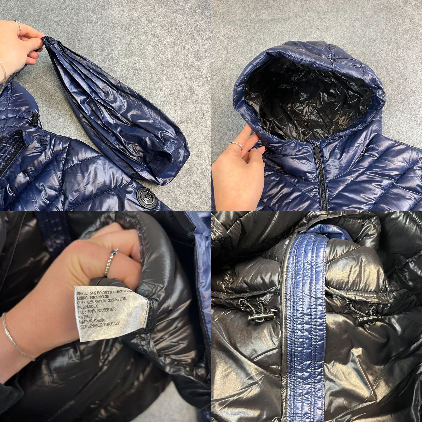 Michael Kors Michael Kors Womens Packable Puffer Jacket UK 16 Shiny Blue Hooded Designer Size XXL / US 16-18 / IT 52-54 - 8 Thumbnail