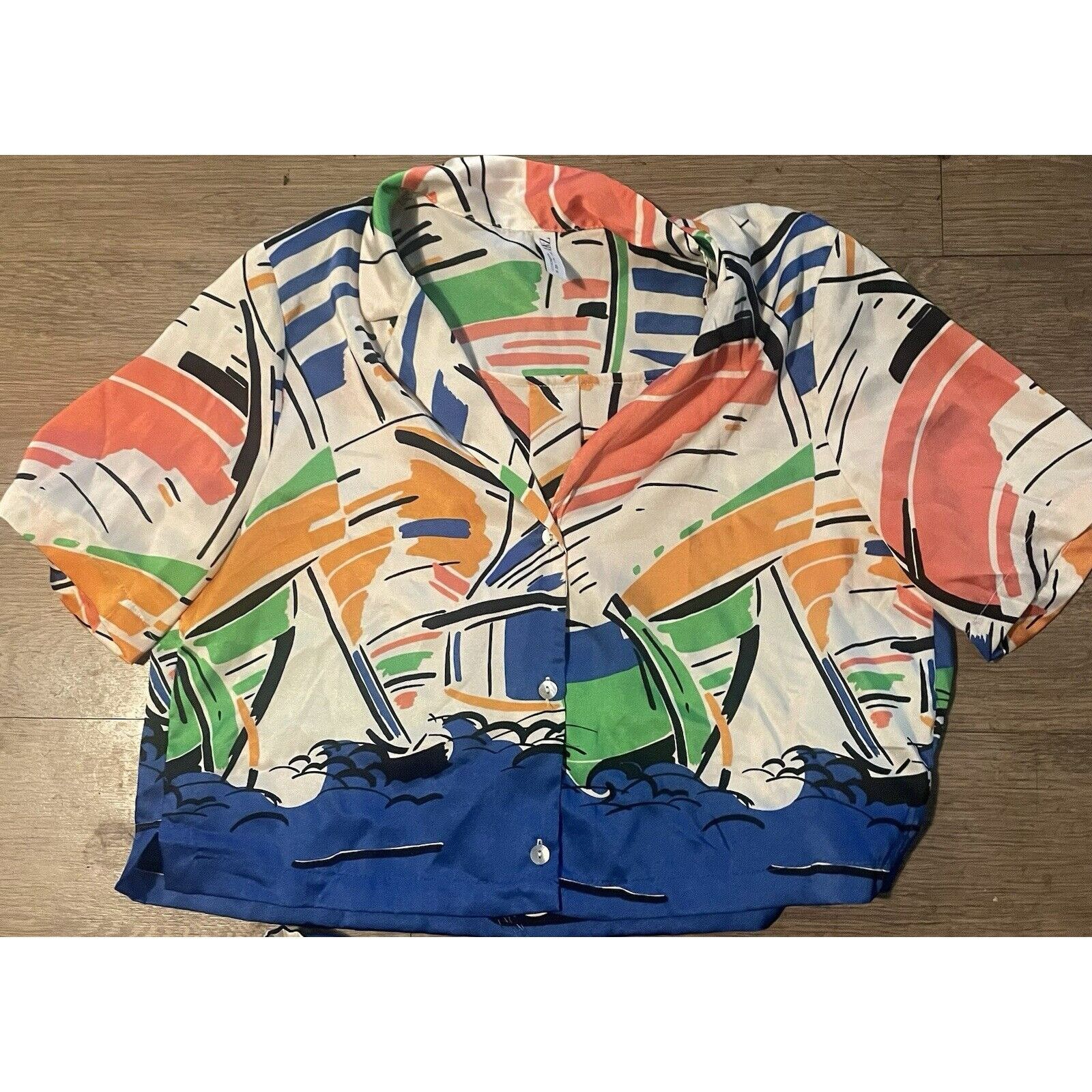 Zara Zara Satin Cropped Shirt & Flowy Shorts w/Belt Set Size S Size S / US 4 / IT 40 - 2 Thumbnail