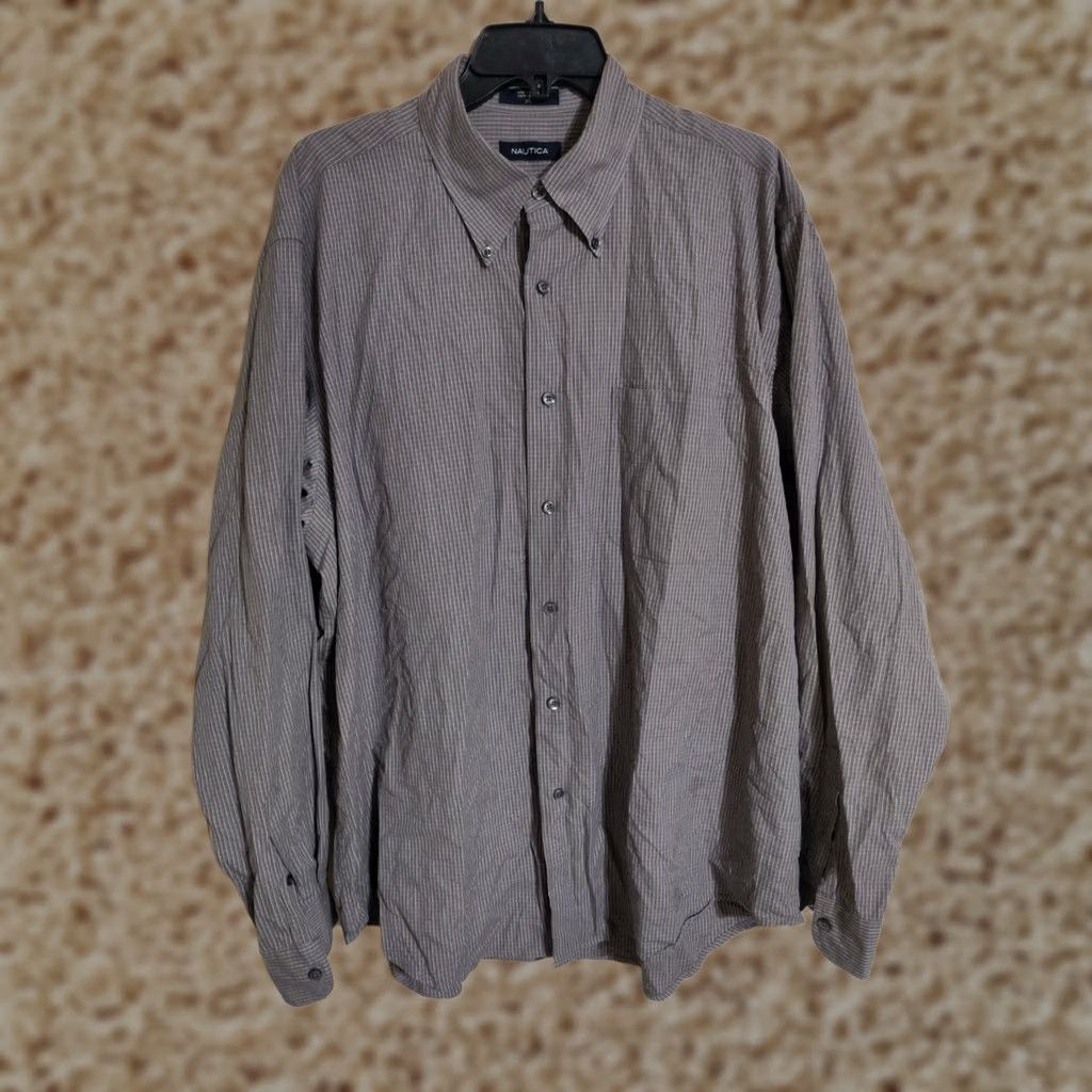 Nautica Nautica Shirt Casual Button Down Long Sleeve Gray Checkered Men's XLarge XL Size US XL / EU 56 / 4 - 1 Thumbnail