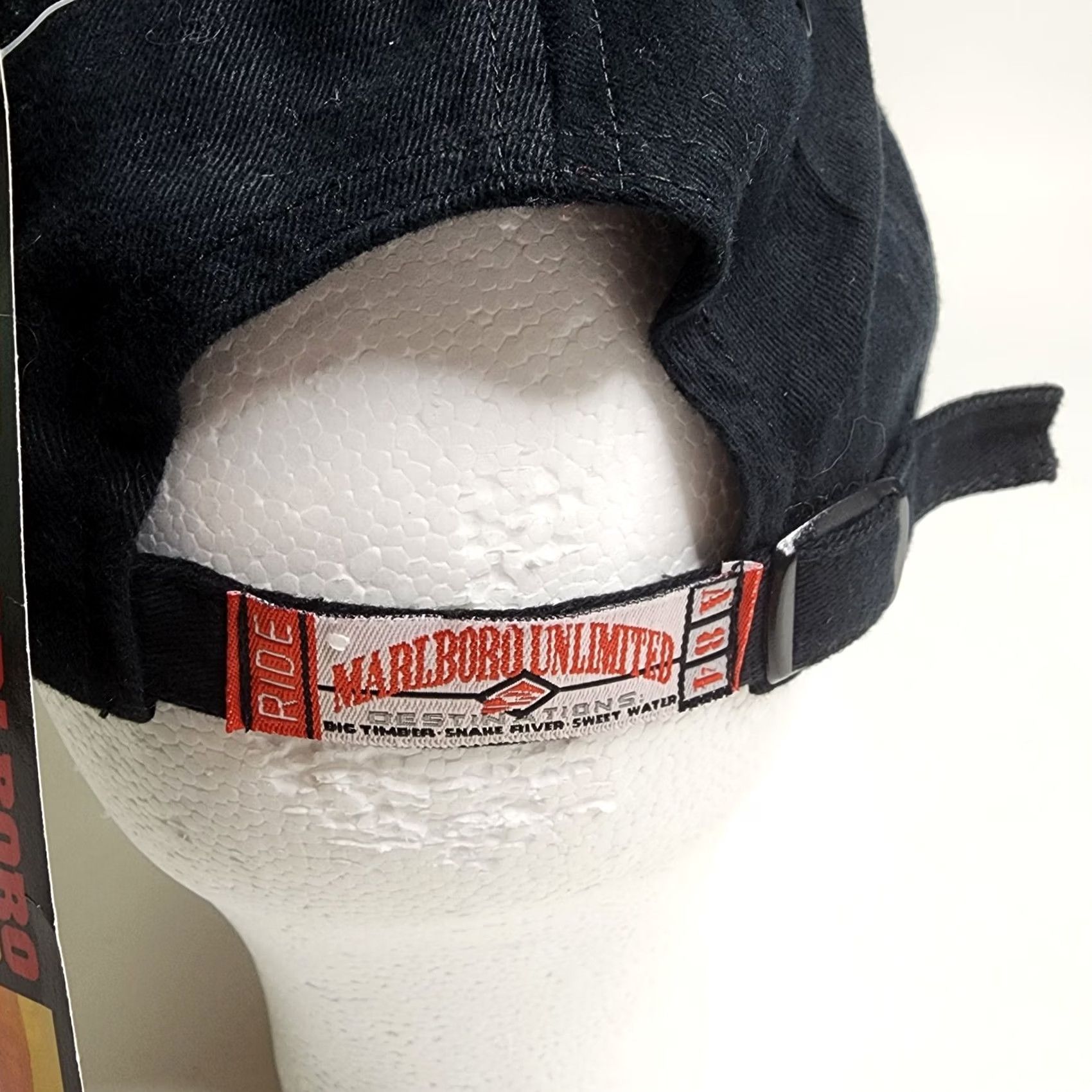 Marlboro Marlboro Hat Baseball Cap Adjustable Strapback Black Destinations Men's Distinguishing Gear Ride A84 New Size ONE SIZE - 6 Thumbnail