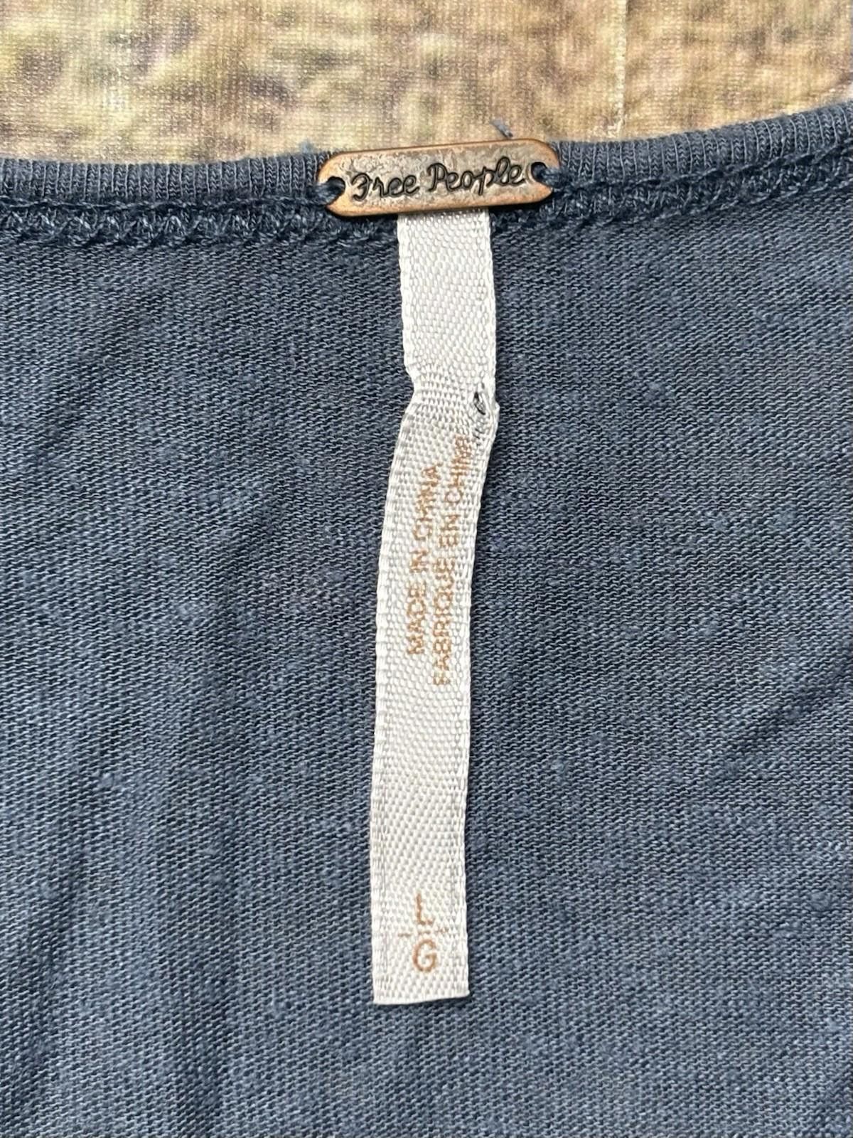 Free People Free People Top Womens Large Linen Blend Cold Shoulders Size L / US 10 / IT 46 - 2 Thumbnail