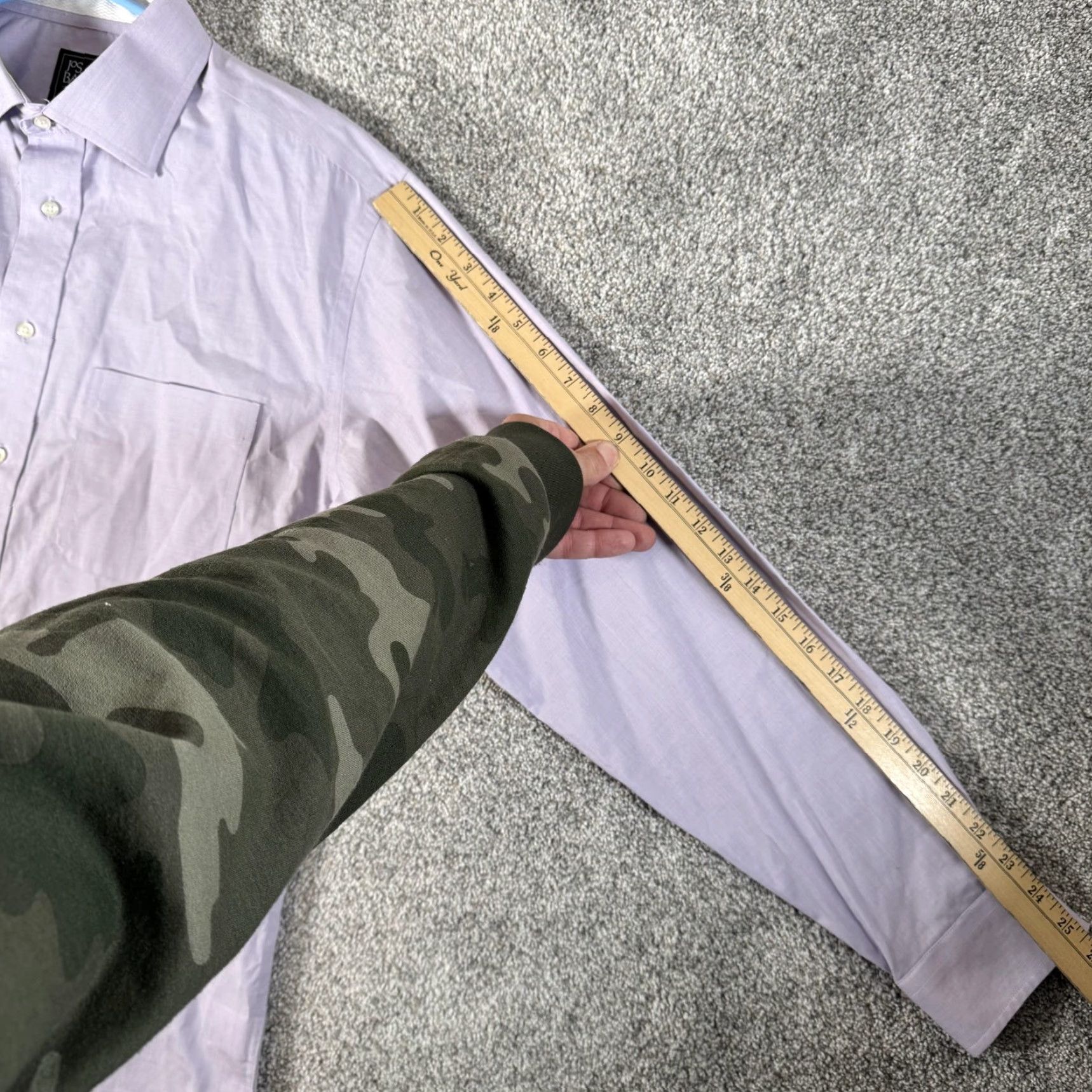 Jos. A. Bank VINTAGE Jos. A. Bank Traveler TravelTech Dress Shirt Mens 16.5-35 Lavender Slim Stretch Shirt Mens 16.5 Slim Long Sleeve Purple TravelTech Size 46R - 4 Thumbnail