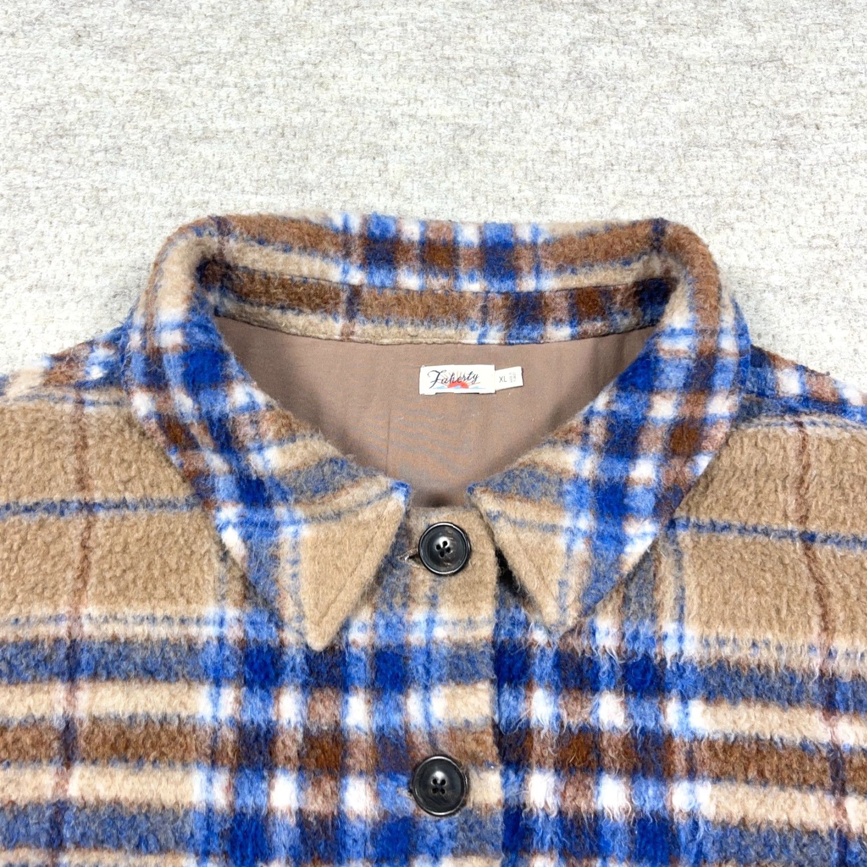 Faherty Faherty Jacket Women XL Brown Green Plaid Fleece Shacket Unlined Button Up Size XL / US 12-14 / IT 48-50 - 4 Thumbnail