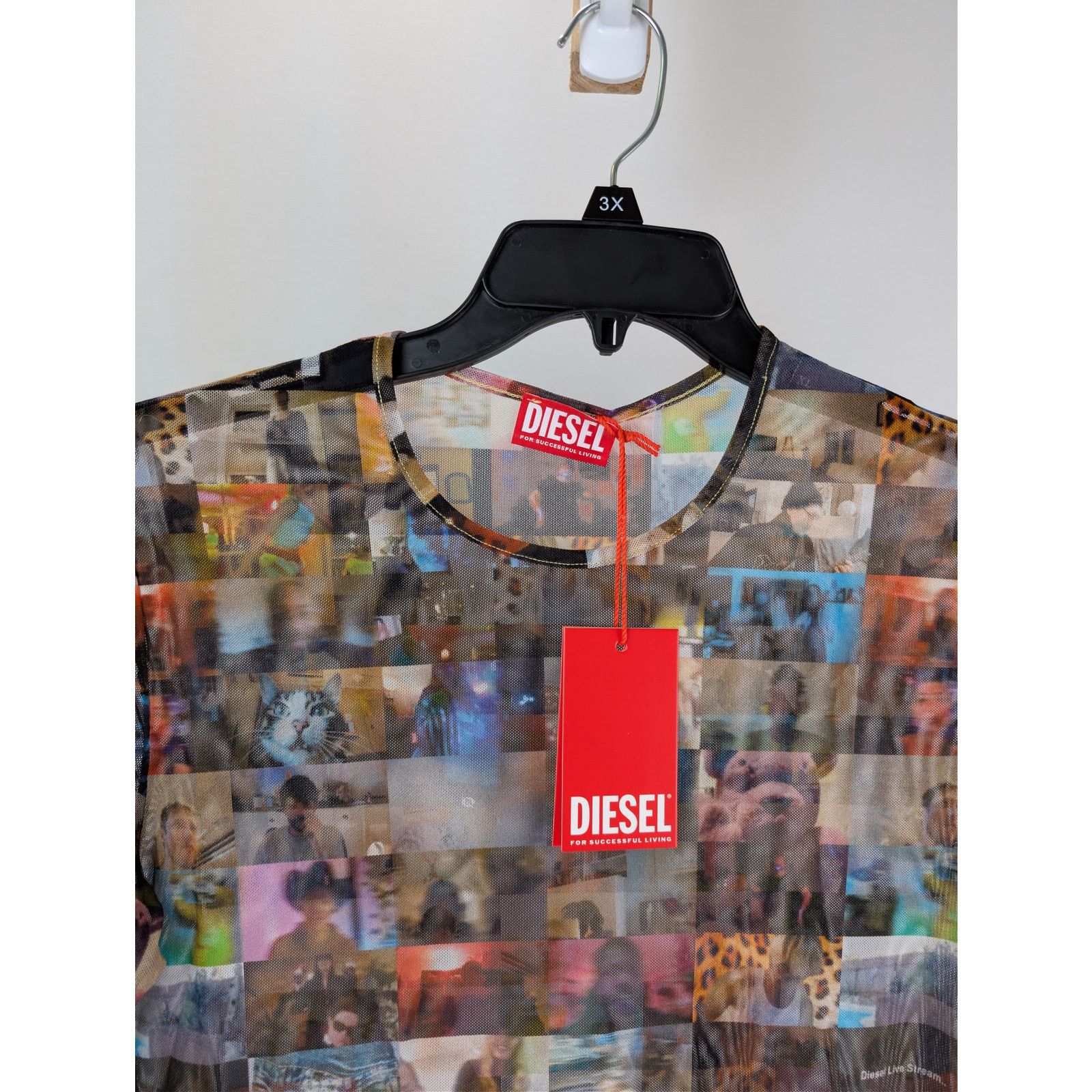 Diesel o1rshd1 'T Lixy' top in multicolor stretch tulle T-Shirt Size US L / EU 52-54 / 3 - 7 Thumbnail