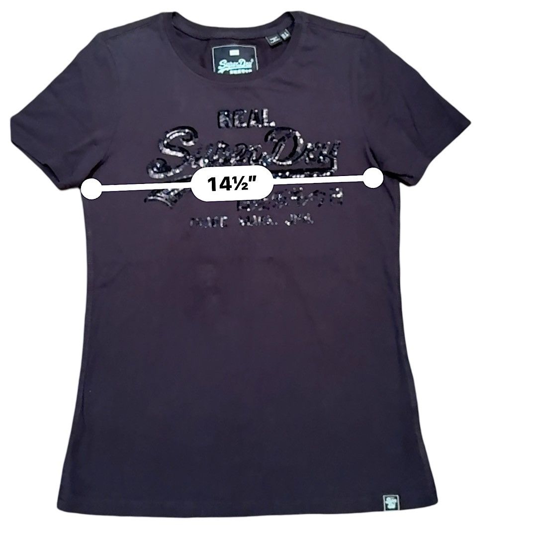 Superdry SUPERDRY Vintage Logo SZ 4 Black on Black Sequin T-Shirt Size S / US 4 / IT 40 - 4 Thumbnail