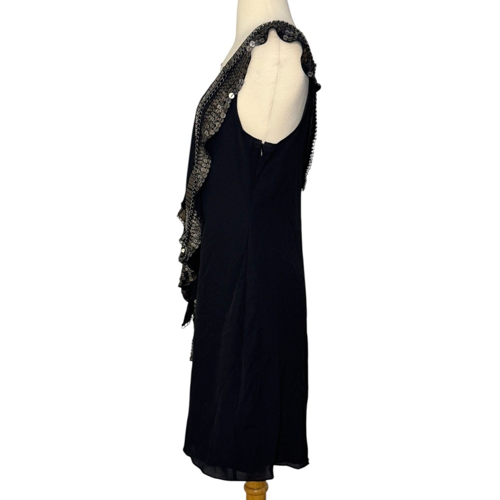 Karen Millen KAREN MILLEN Silk Beaded Sequin Mini Dress Asymmetric Party Size M / US 6-8 / IT 42-44 - 11 Thumbnail