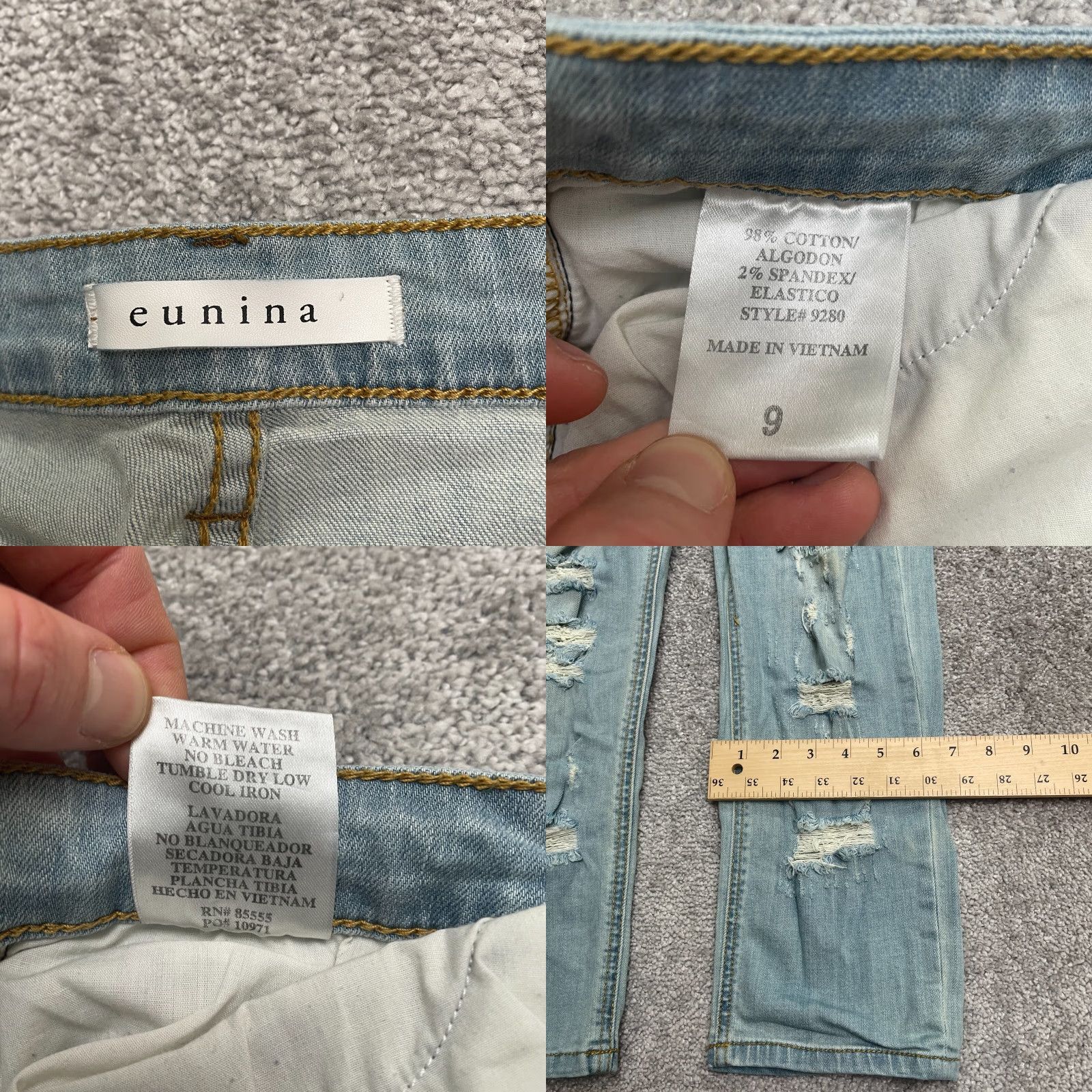 Denime Eunina Jeans Distressed Denim Blue 30x28 Juniors 9 Mid Rise Regular Boyfriend 5-Pocket Design City Modern Modern City Jeans Womens Size 30" / US 8 / IT 44 - 8 Thumbnail