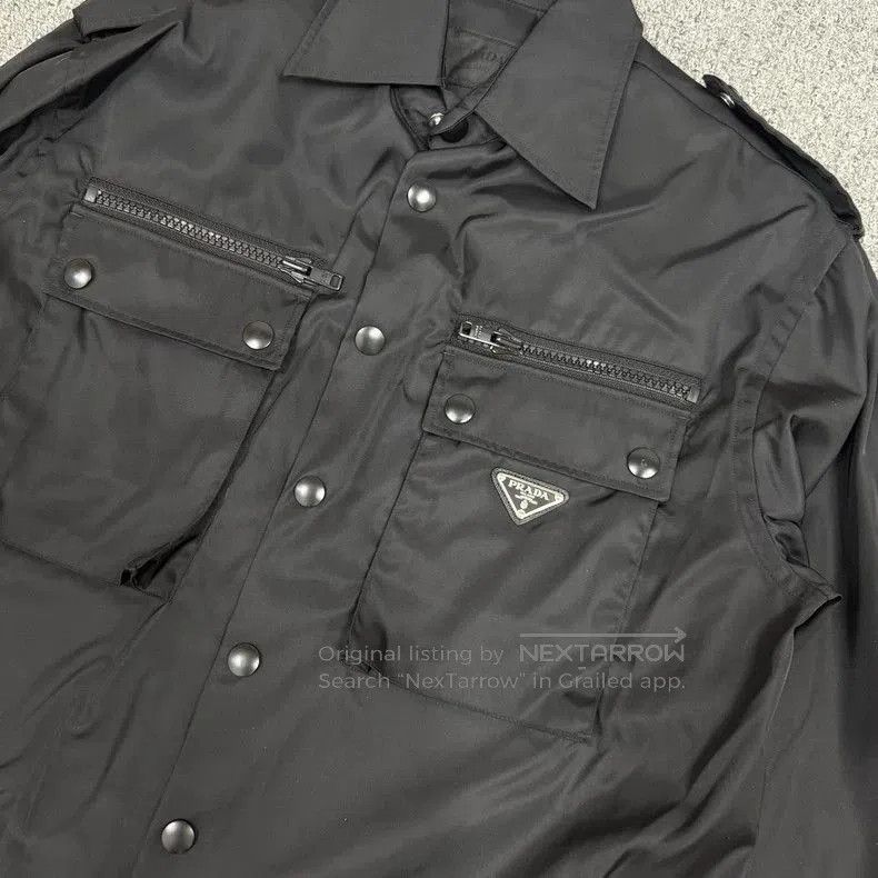 Prada Prada Black Triangle Logo Nylon Shirt Jacket. Size US S / EU 44-46 / 1 - 3 Thumbnail