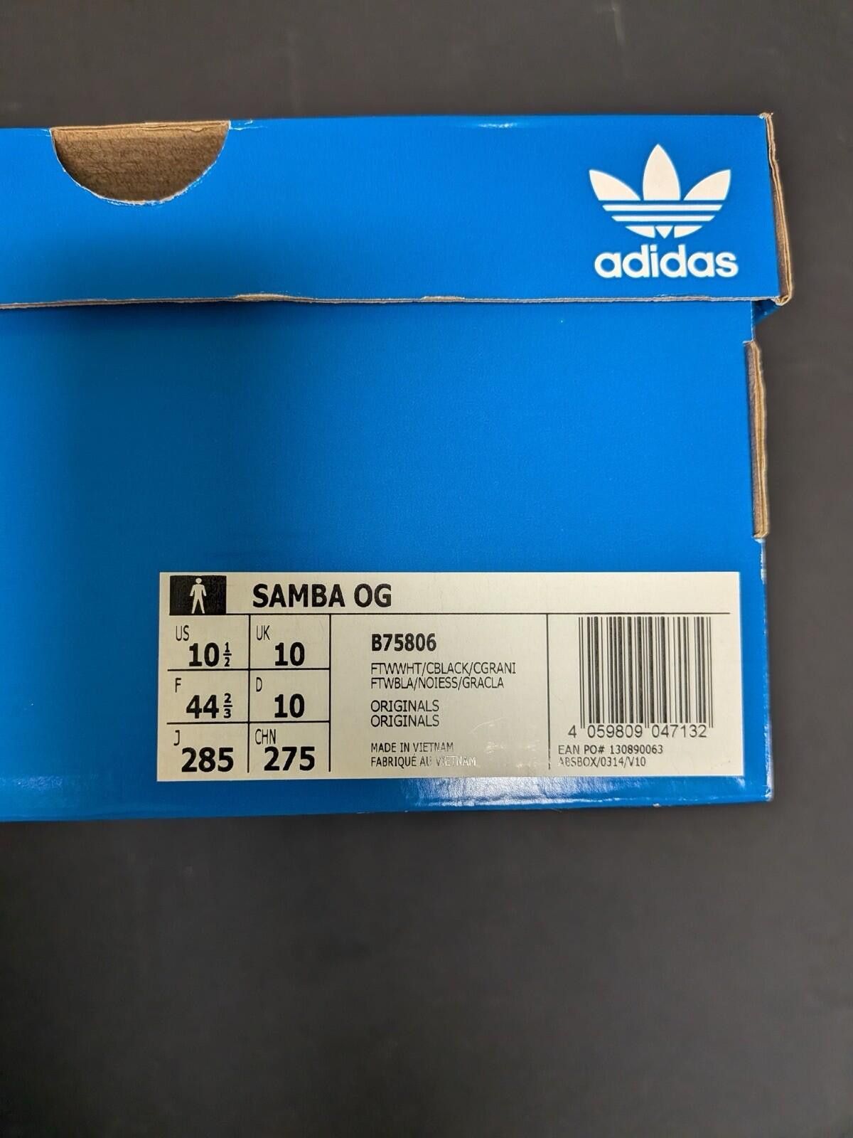 Adidas adidas Samba OG Black/White B75806 US10.5 Size US 10.5 / EU 43-44 - 4 Thumbnail