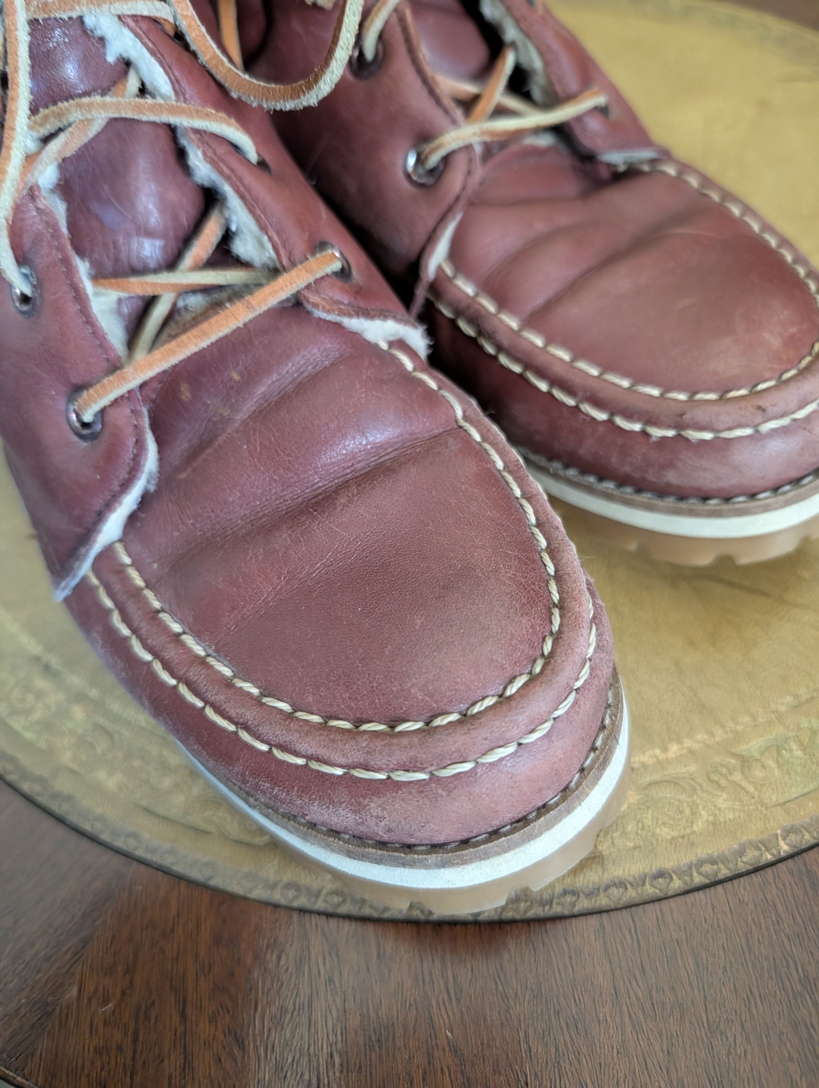 Saddleback Leather VTG burgundy leather shearling lined boots Size US 7 / EU 40 - 6 Thumbnail
