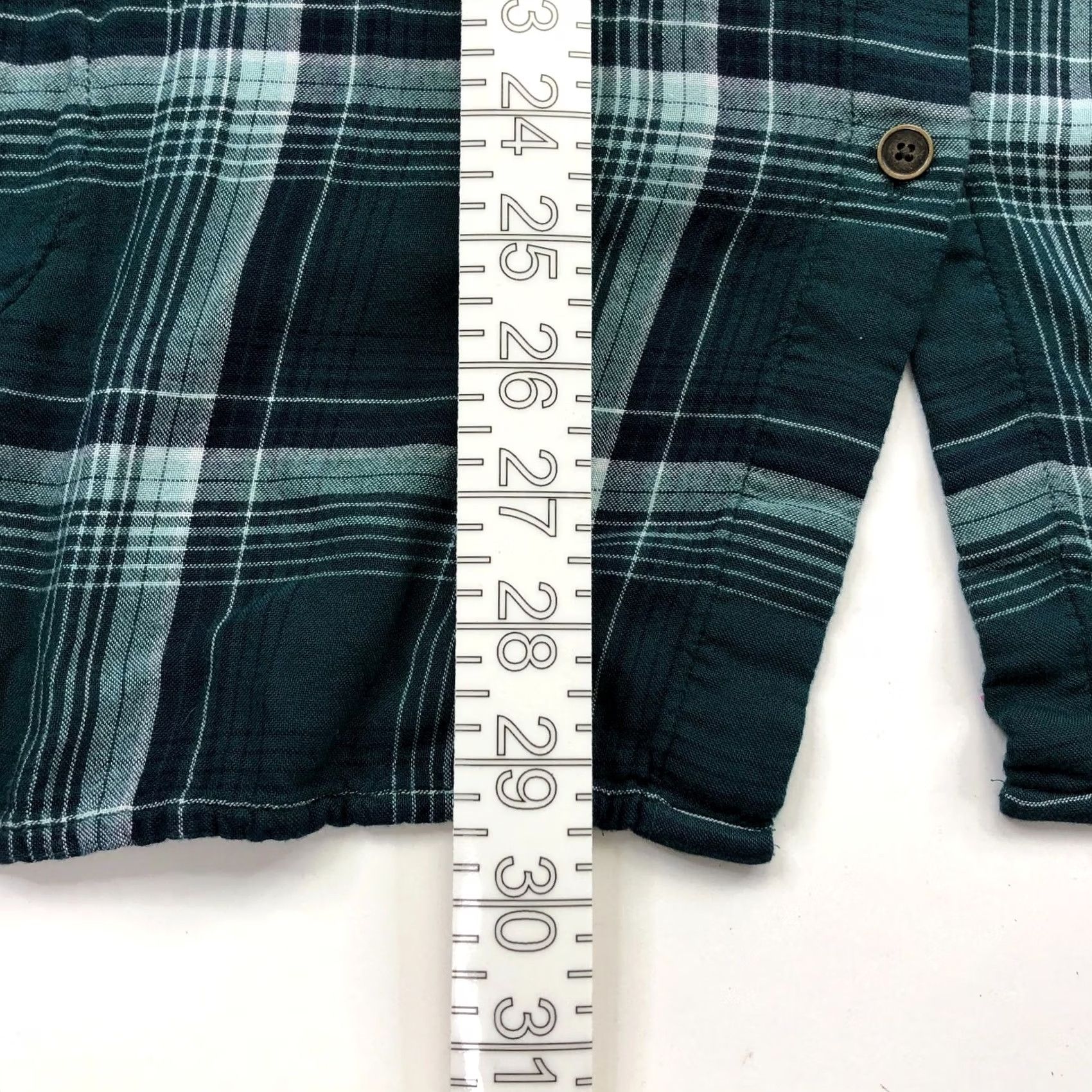 J. Jill J.Jill Button-Up Shirt Long Sleeve Plaid 100% Rayon Green Pockets Women's MED Regular Size M Moda Shirt Size M / US 6-8 / IT 42-44 - 4 Thumbnail